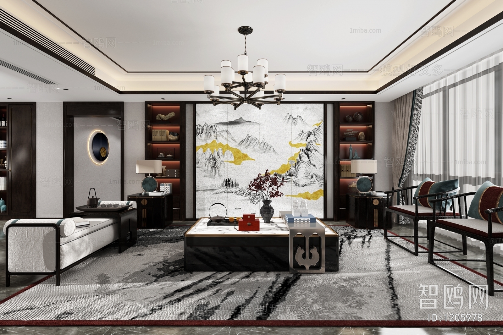 New Chinese Style A Living Room