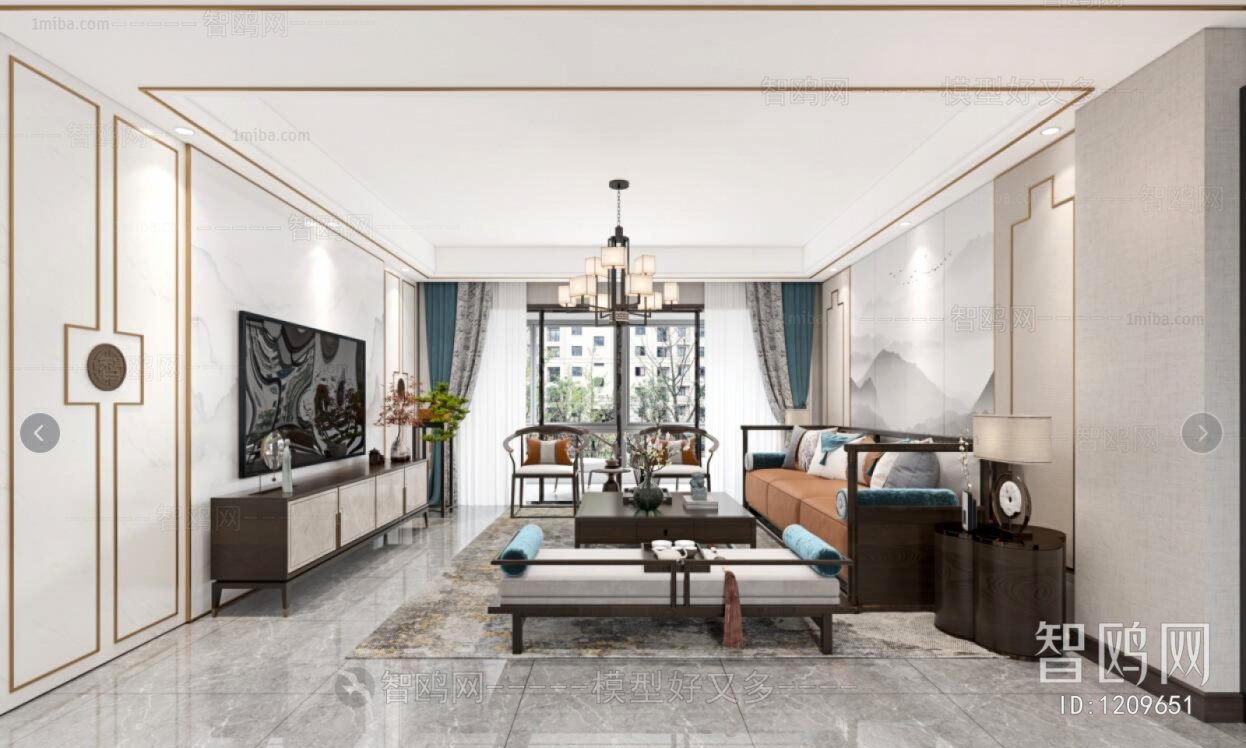 New Chinese Style A Living Room