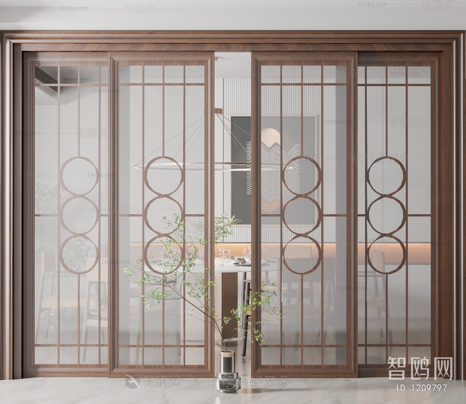 New Chinese Style Sliding Door