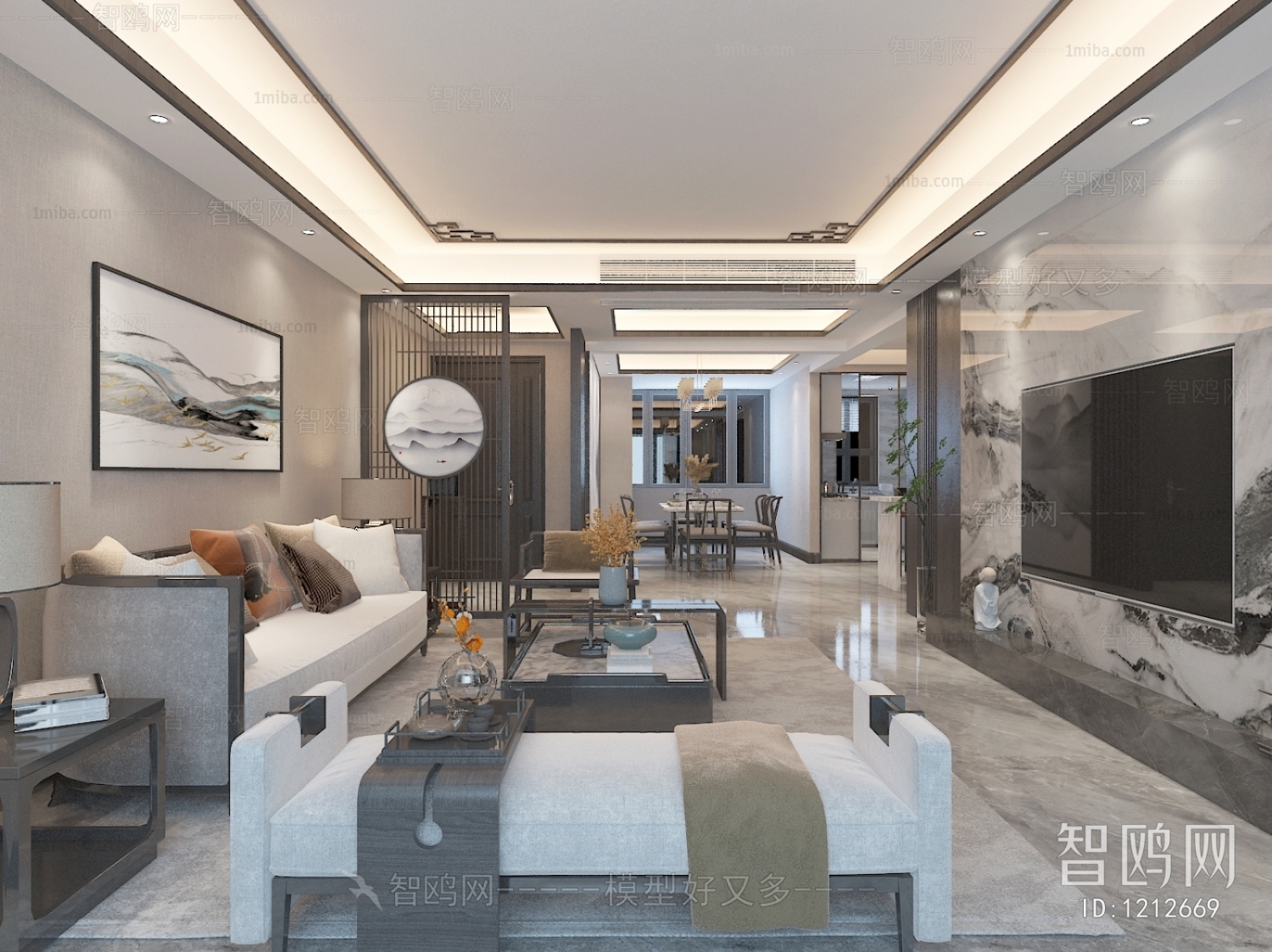 New Chinese Style A Living Room