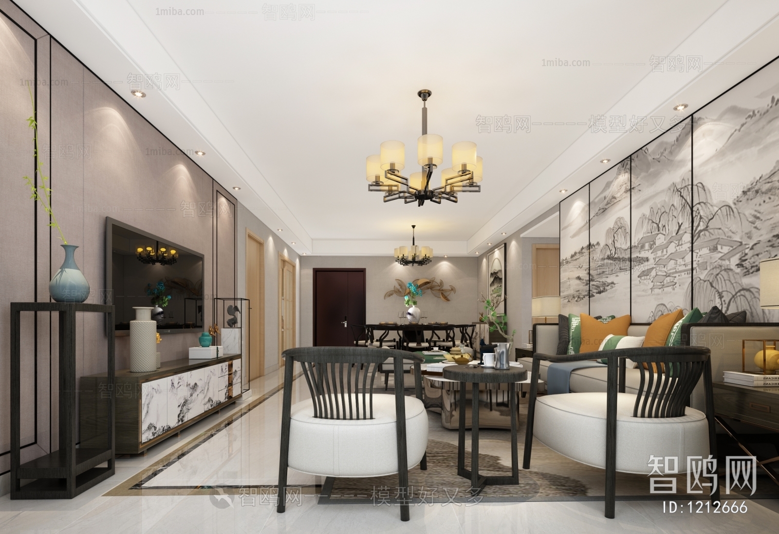 New Chinese Style A Living Room