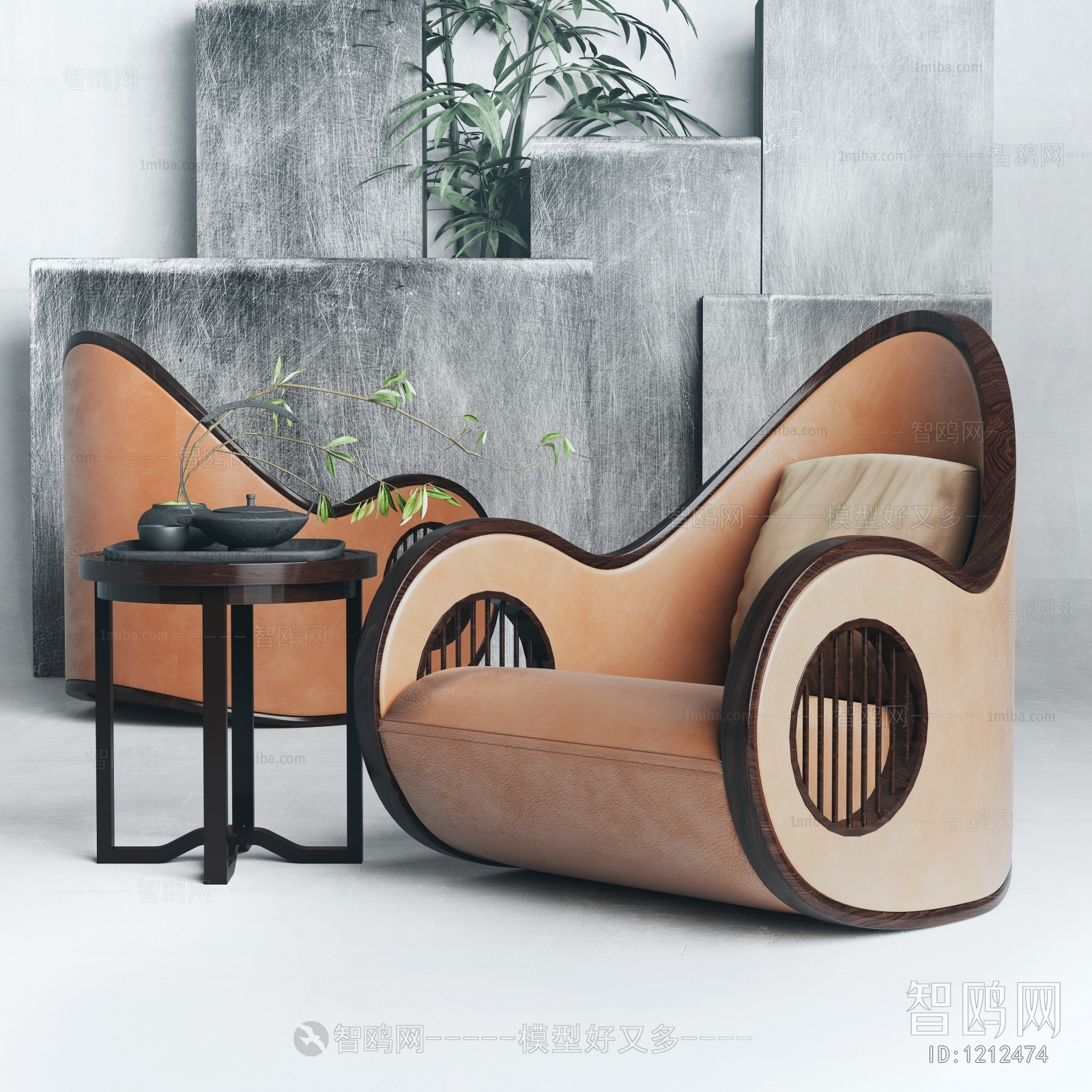 New Chinese Style Single Sofa