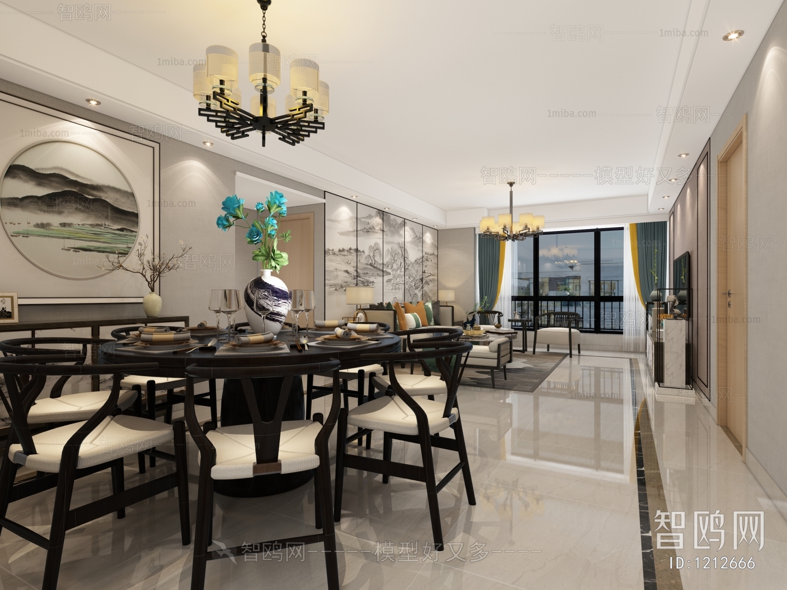 New Chinese Style A Living Room