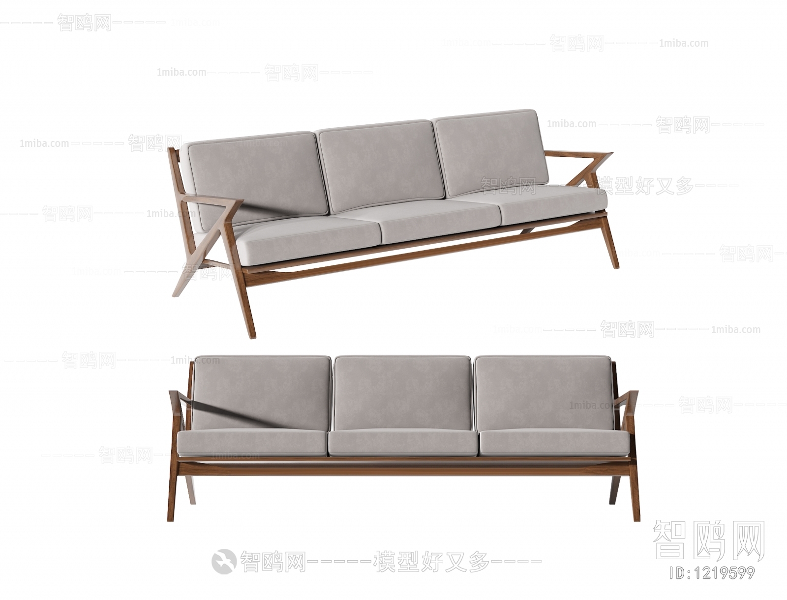 New Chinese Style Three-seat Sofa