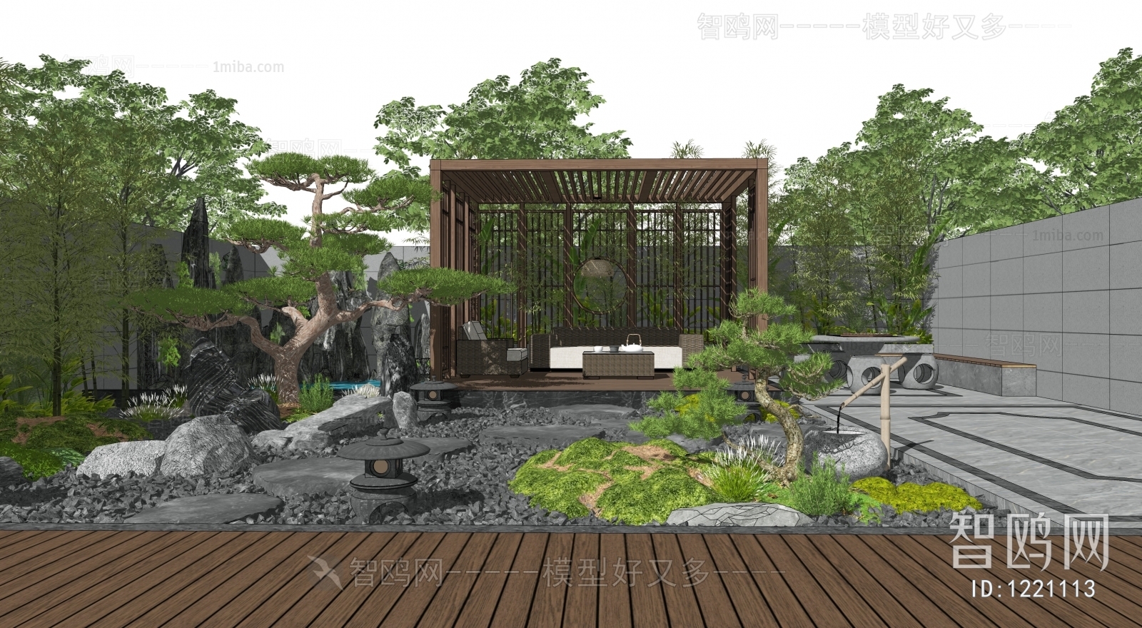 新中式庭院花园景观