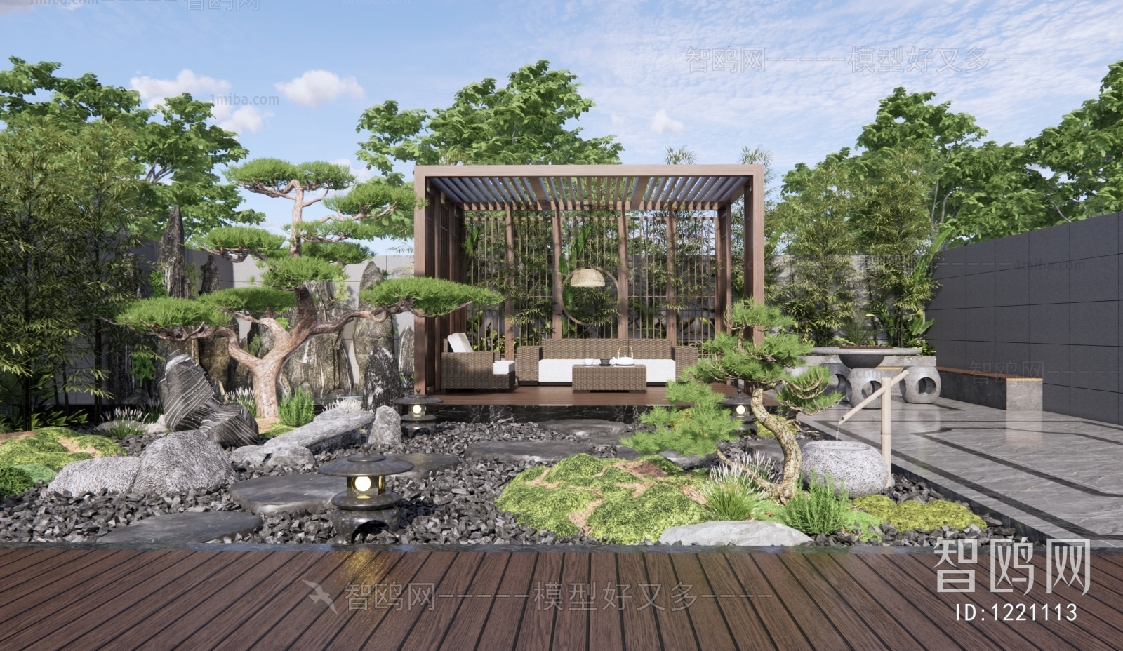 新中式庭院花园景观