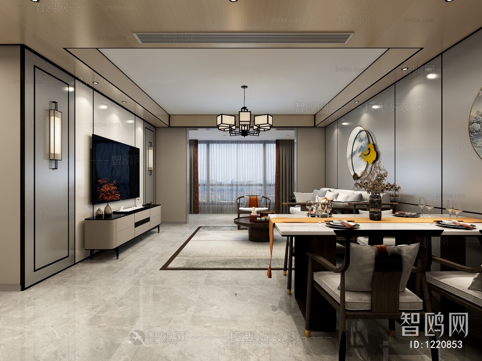 New Chinese Style A Living Room