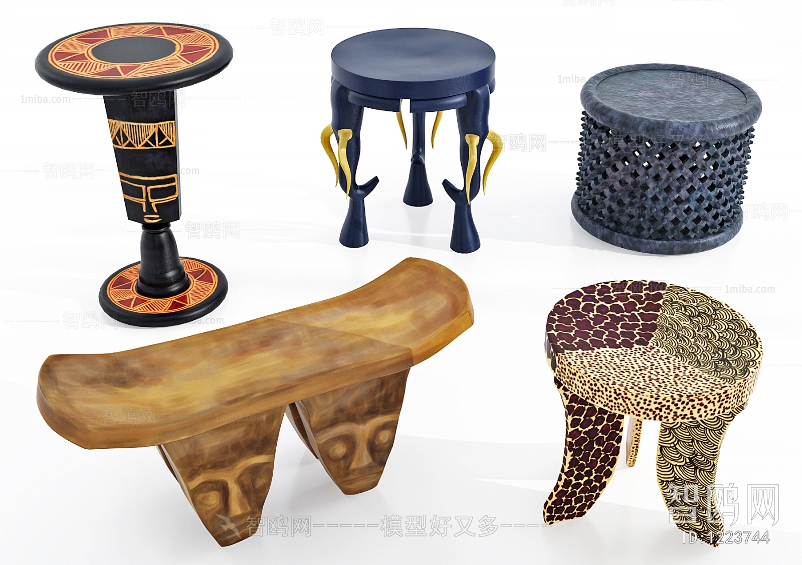 Modern Southeast Asian Style Stool