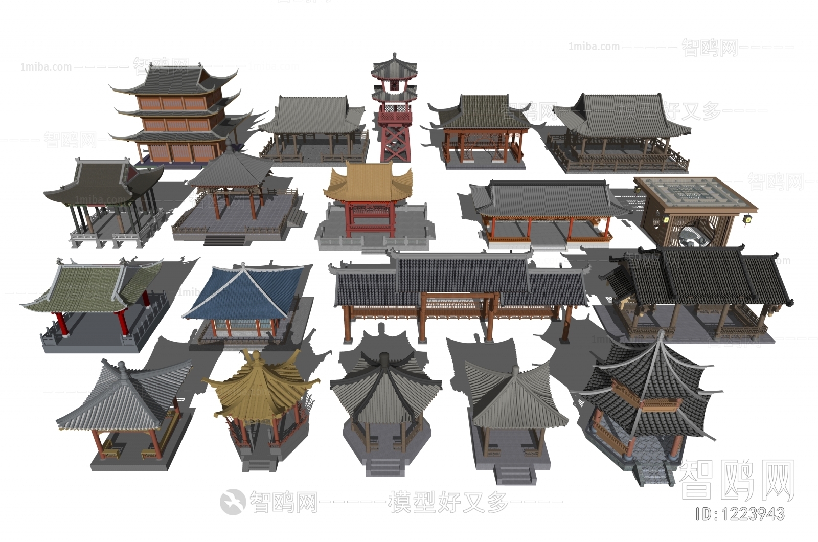 New Chinese Style Ancient Architectural Buildings