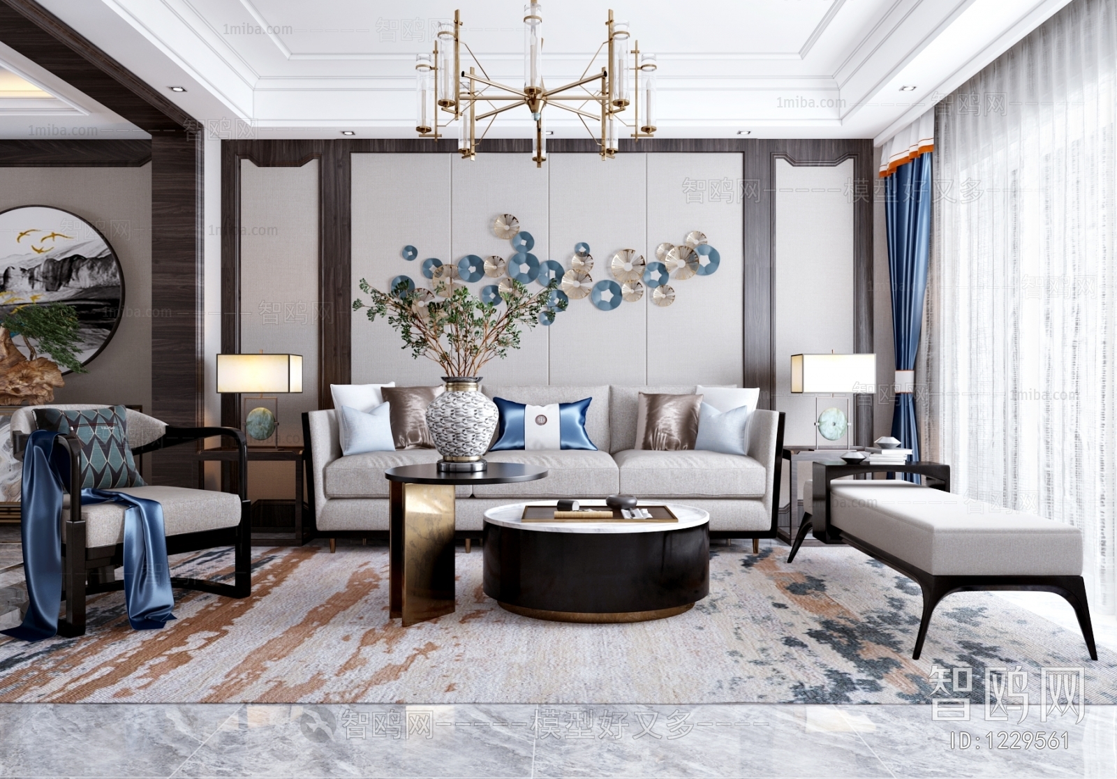 New Chinese Style A Living Room