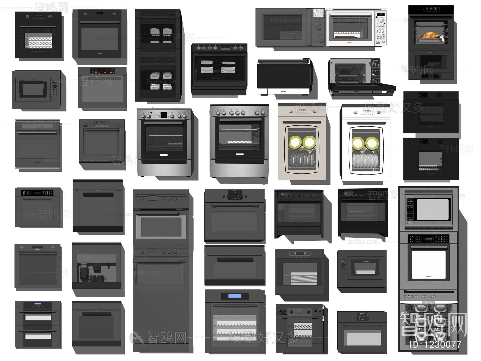 现代微波炉 烤箱 洗碗机组合