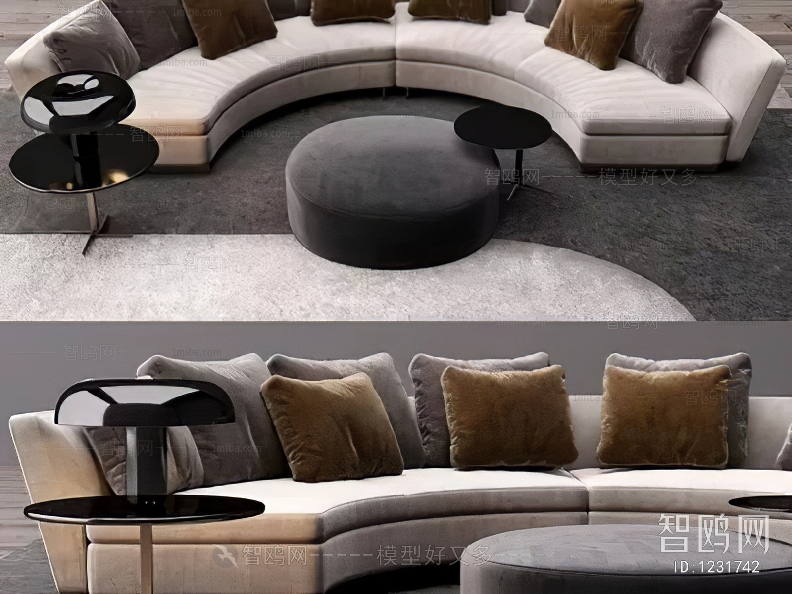 现代流行布艺弧形沙发
