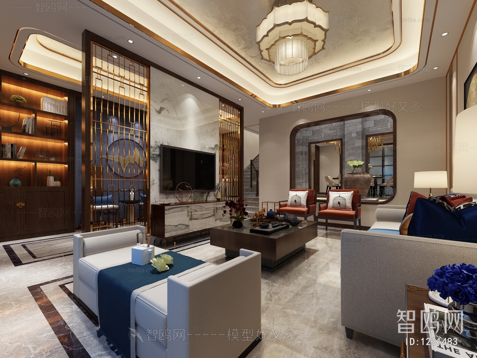 New Chinese Style A Living Room