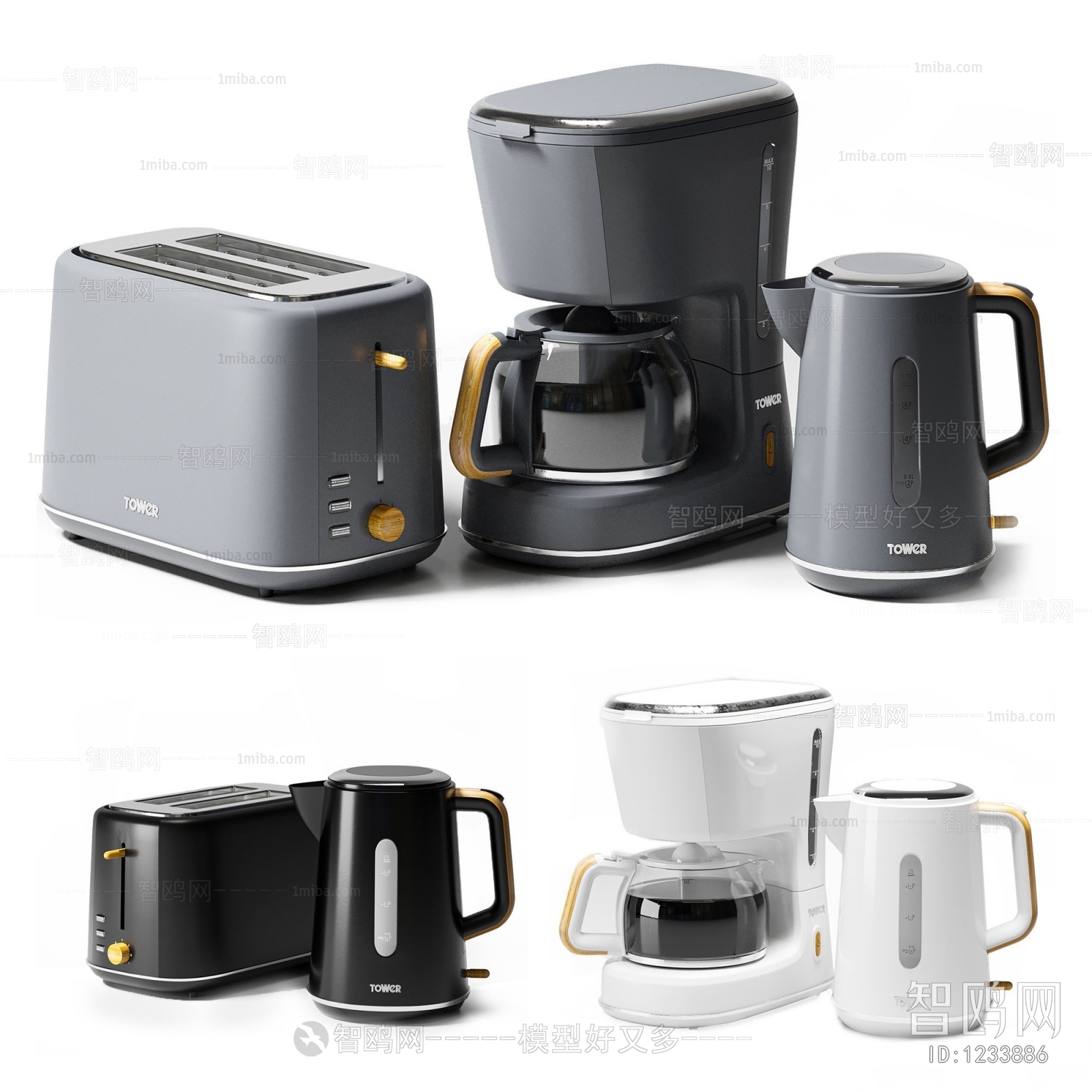 现代厨电咖啡机 面包机，热水壶