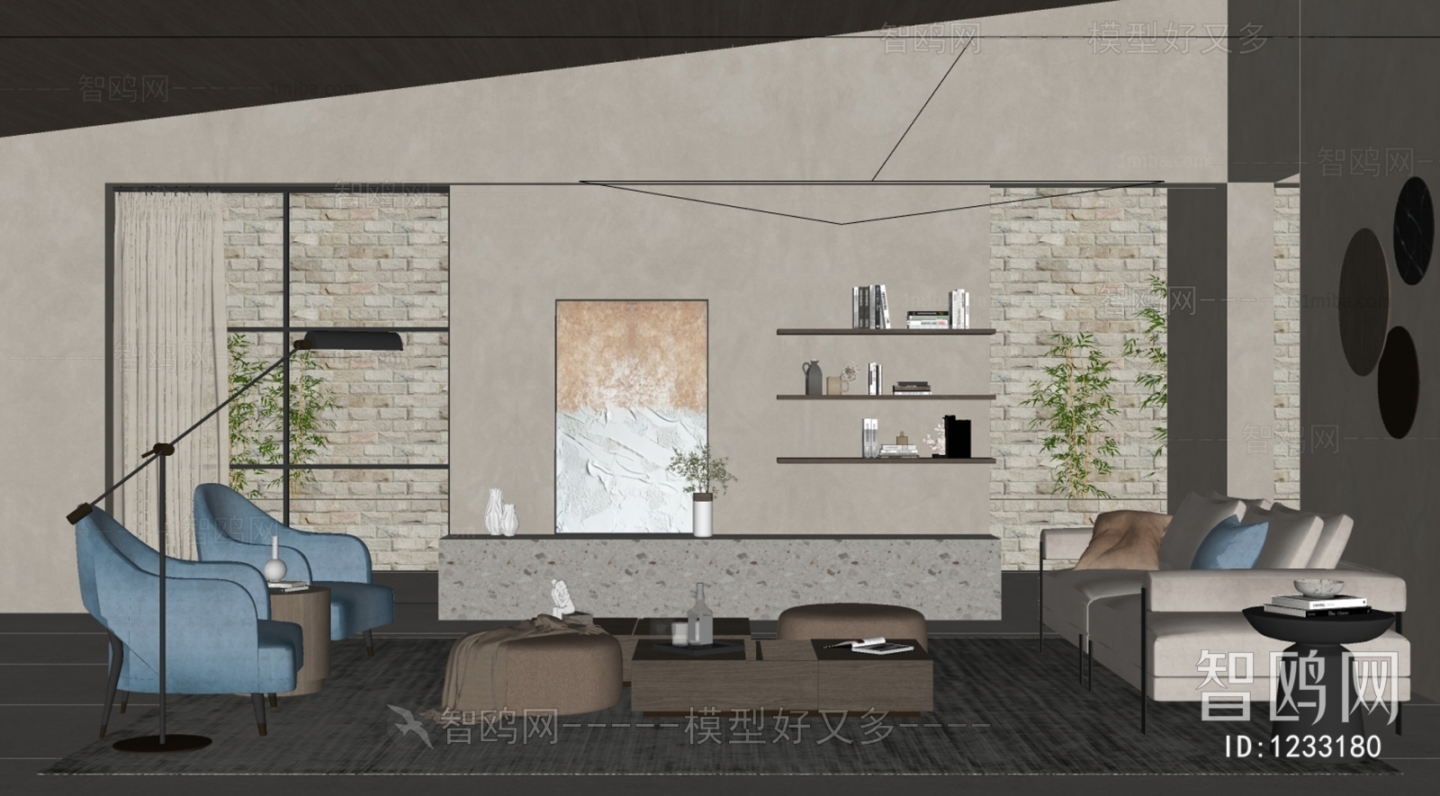 Modern Wabi-sabi Style A Living Room