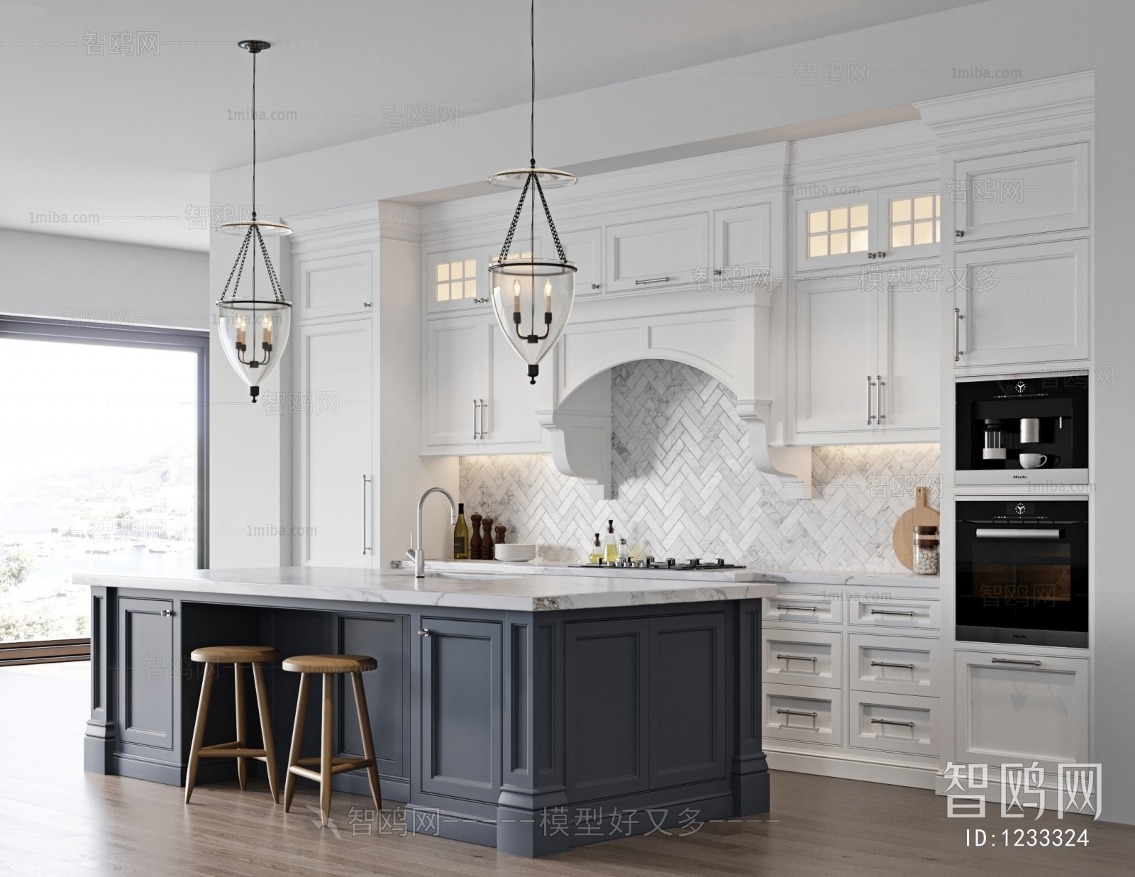 Simple European Style Open Kitchen