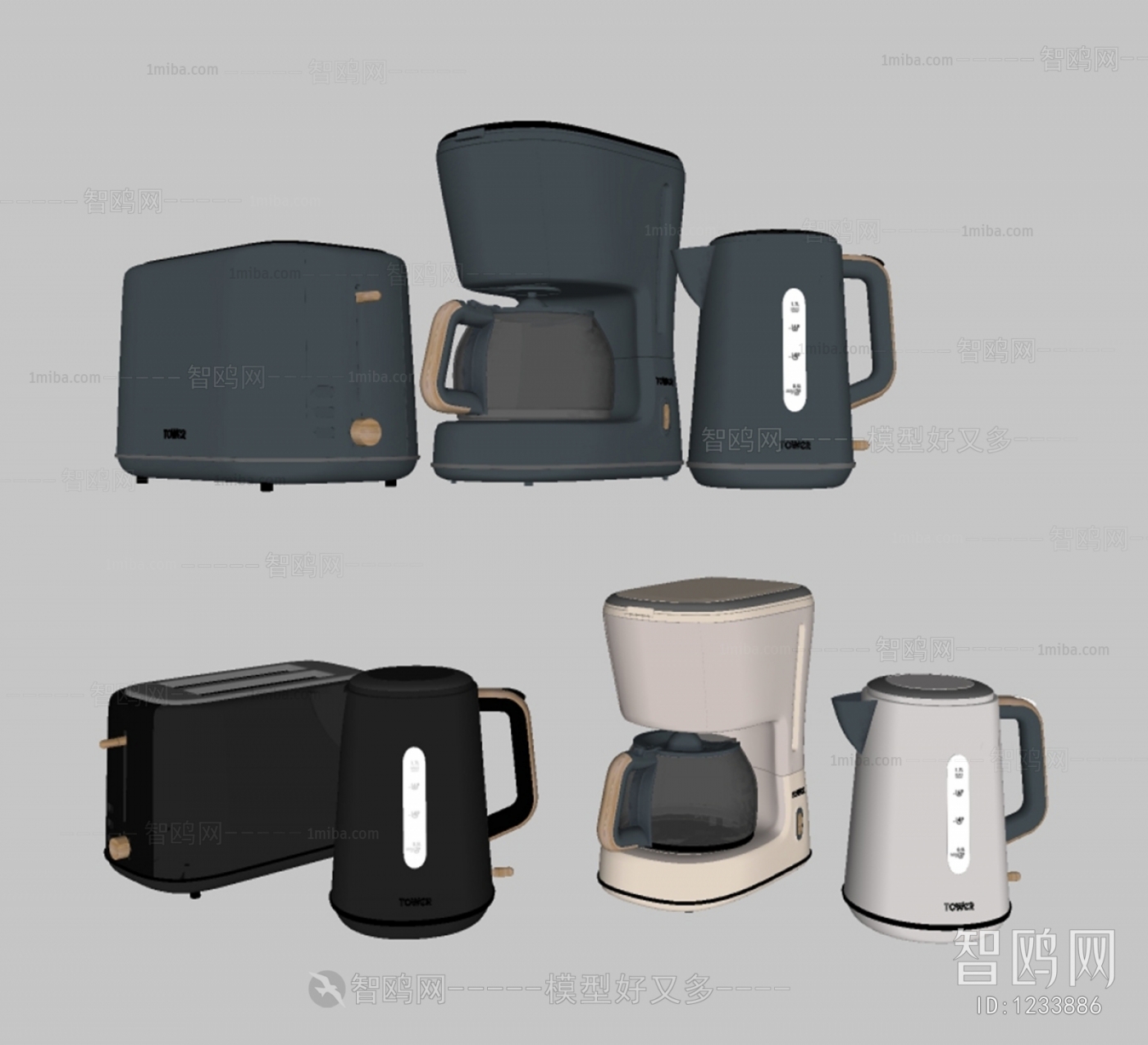 现代厨电咖啡机 面包机，热水壶