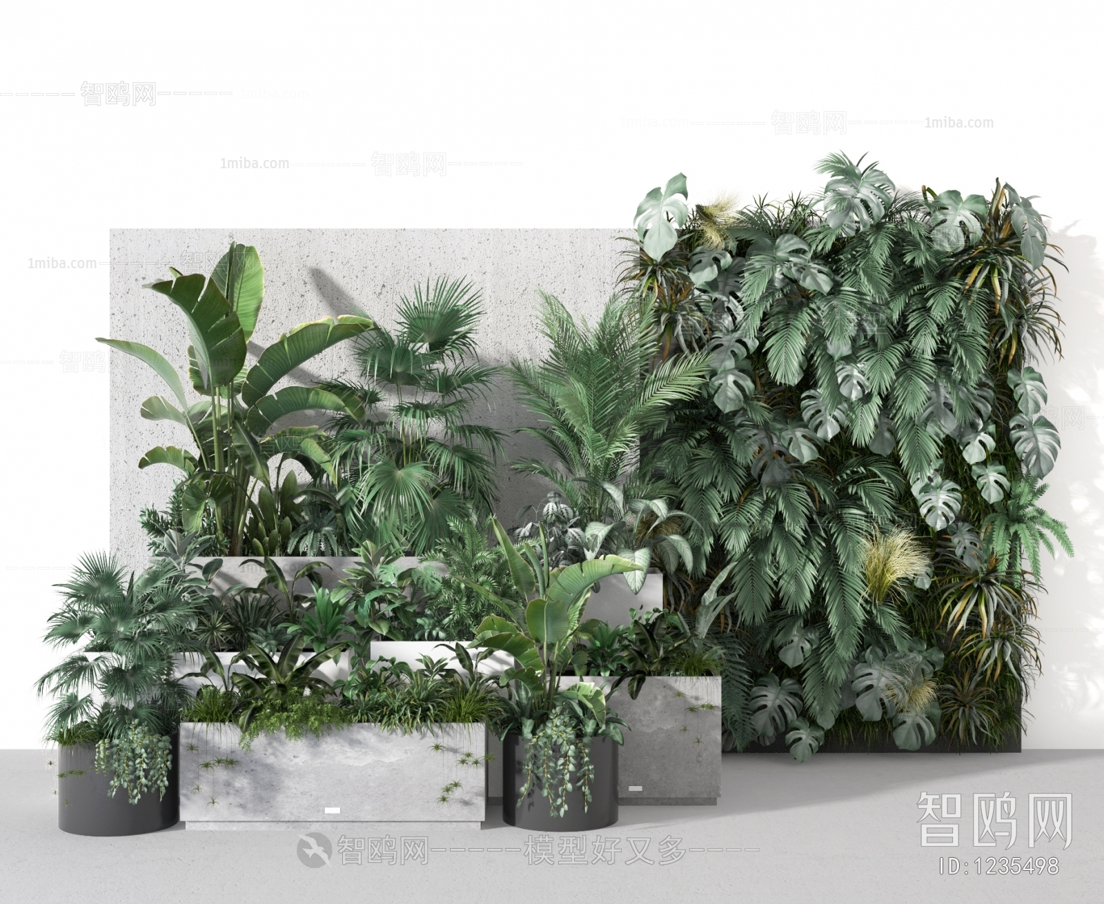 现代植物墙 绿植堆