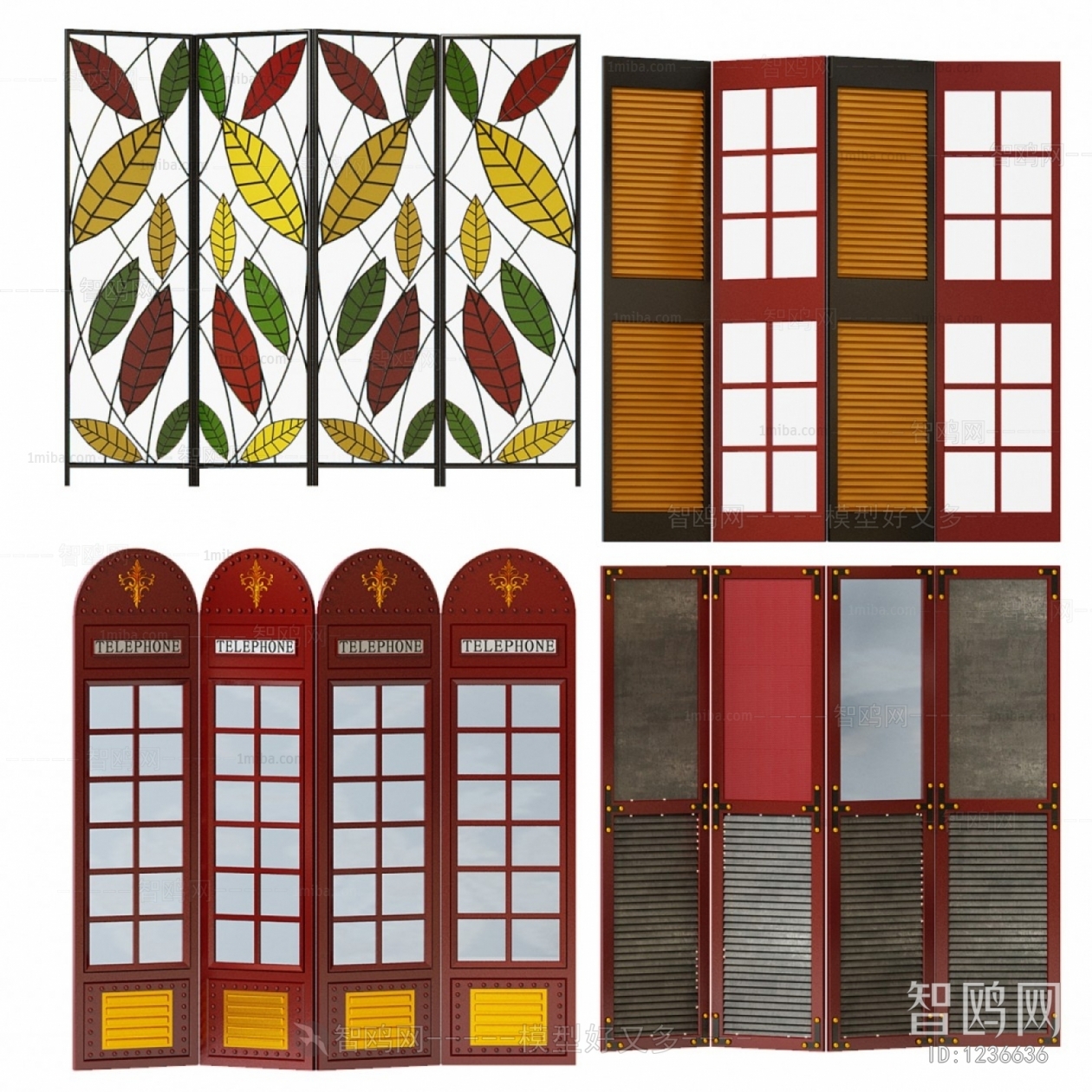 Southeast Asian Style Glass Screen Partition