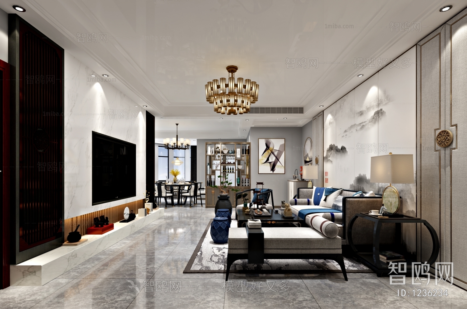 New Chinese Style A Living Room