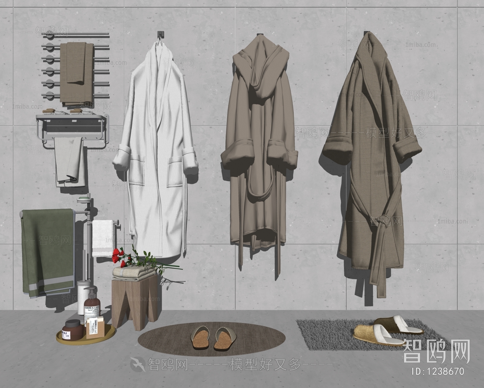 现代浴袍、浴巾、卫浴小组件