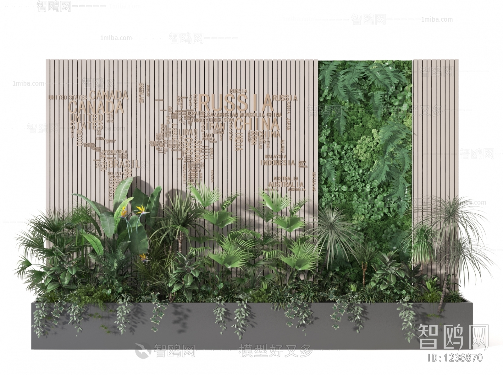 现代绿植堆展示区 植物墙