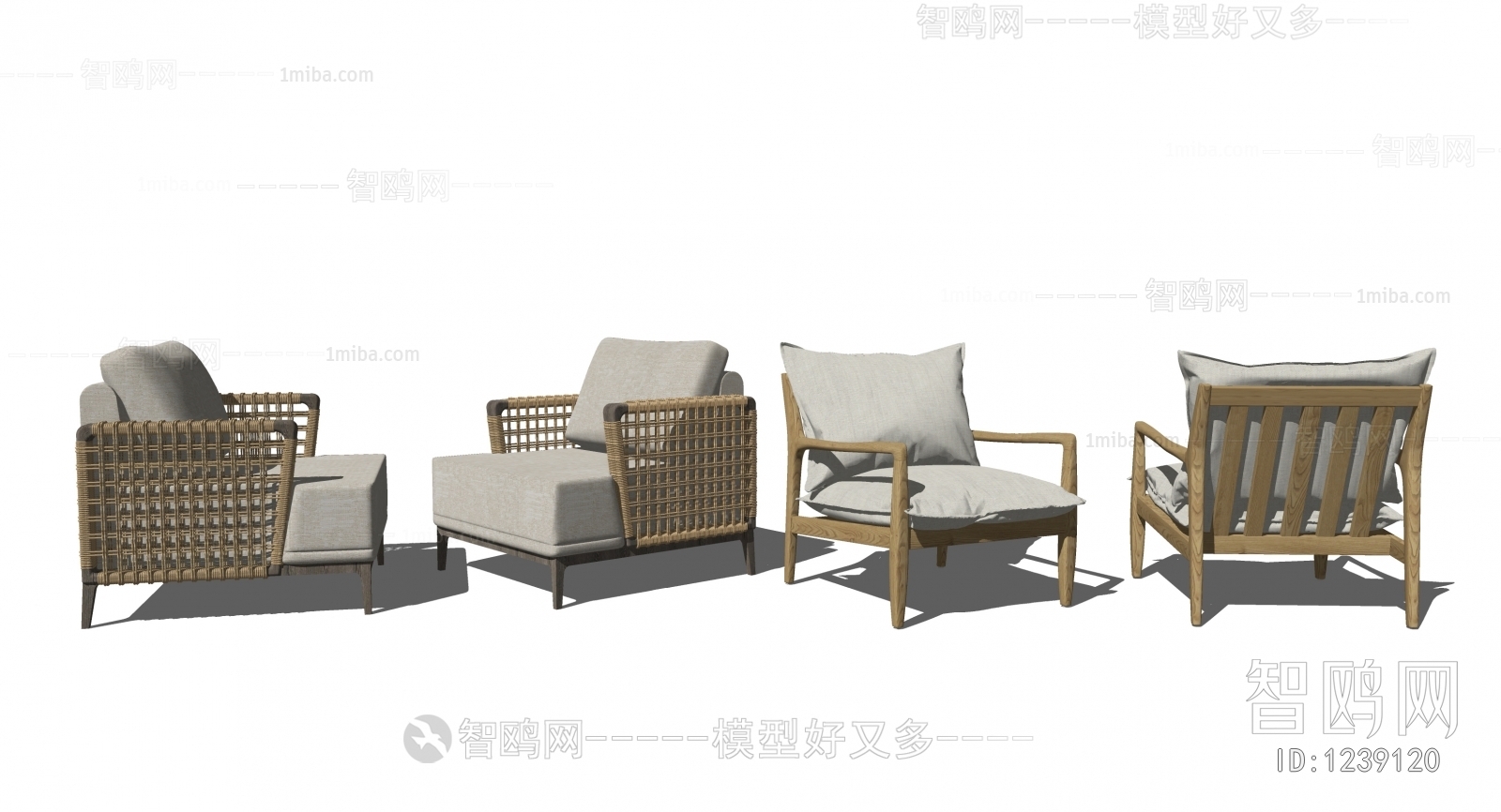 新中式藤编单人沙发
