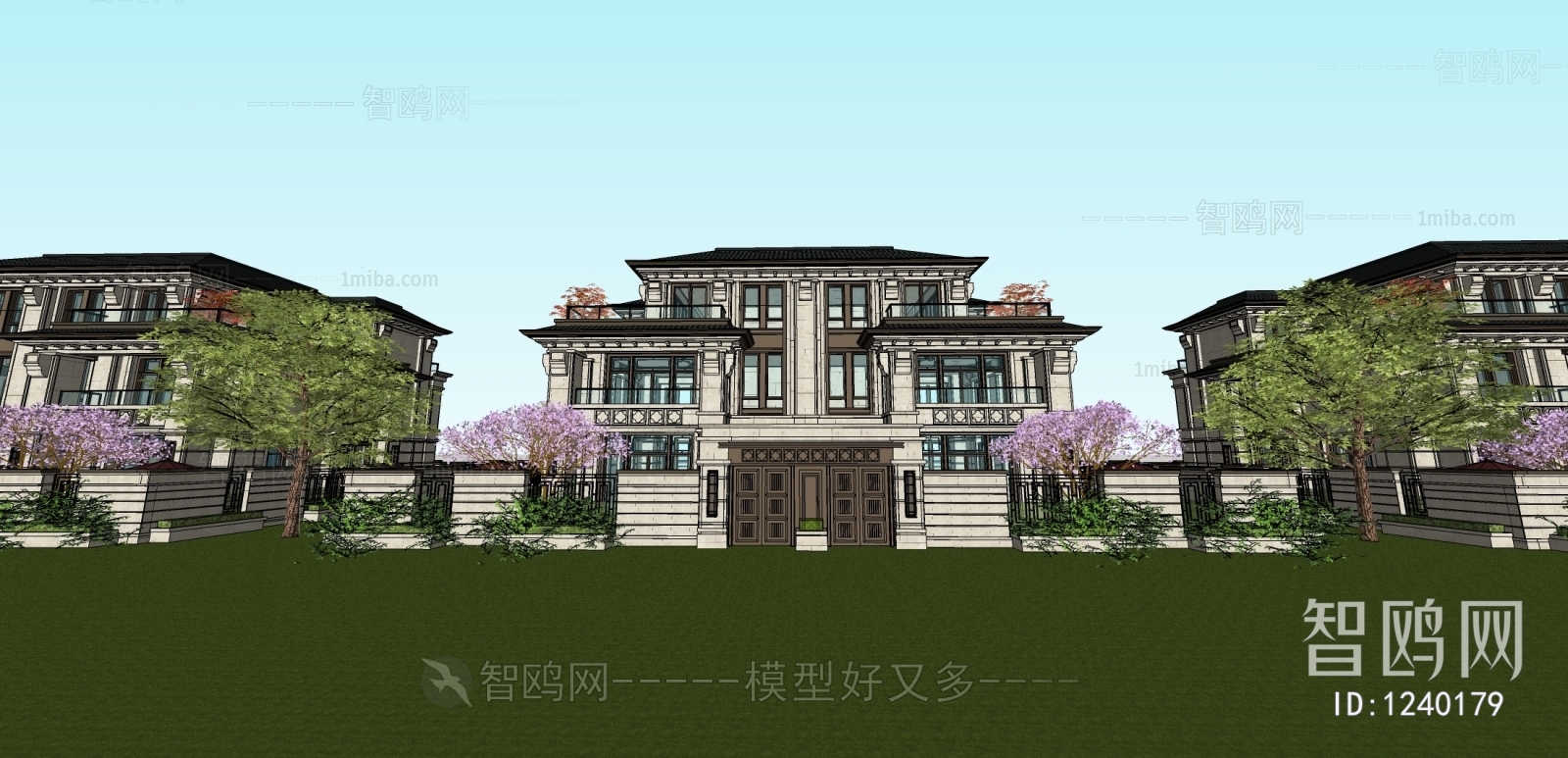 新中式联排别墅外观