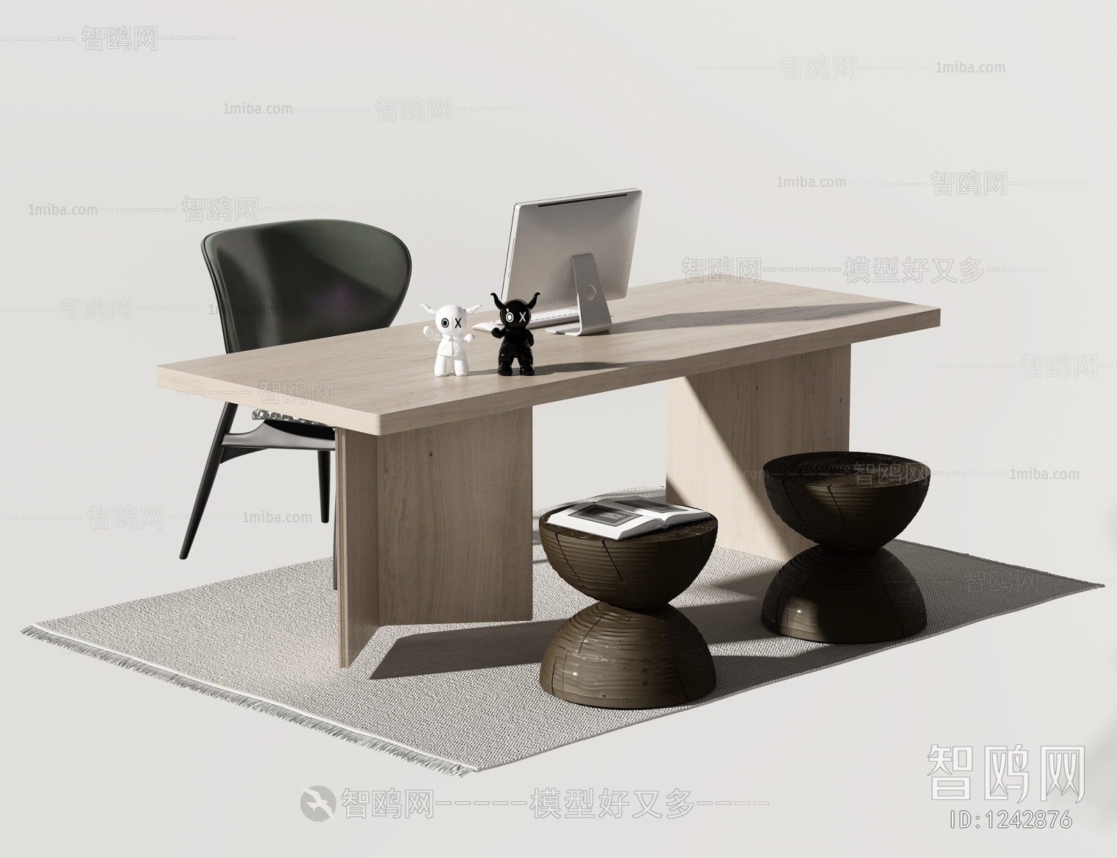 Wabi-sabi Style Computer Desk And Chair