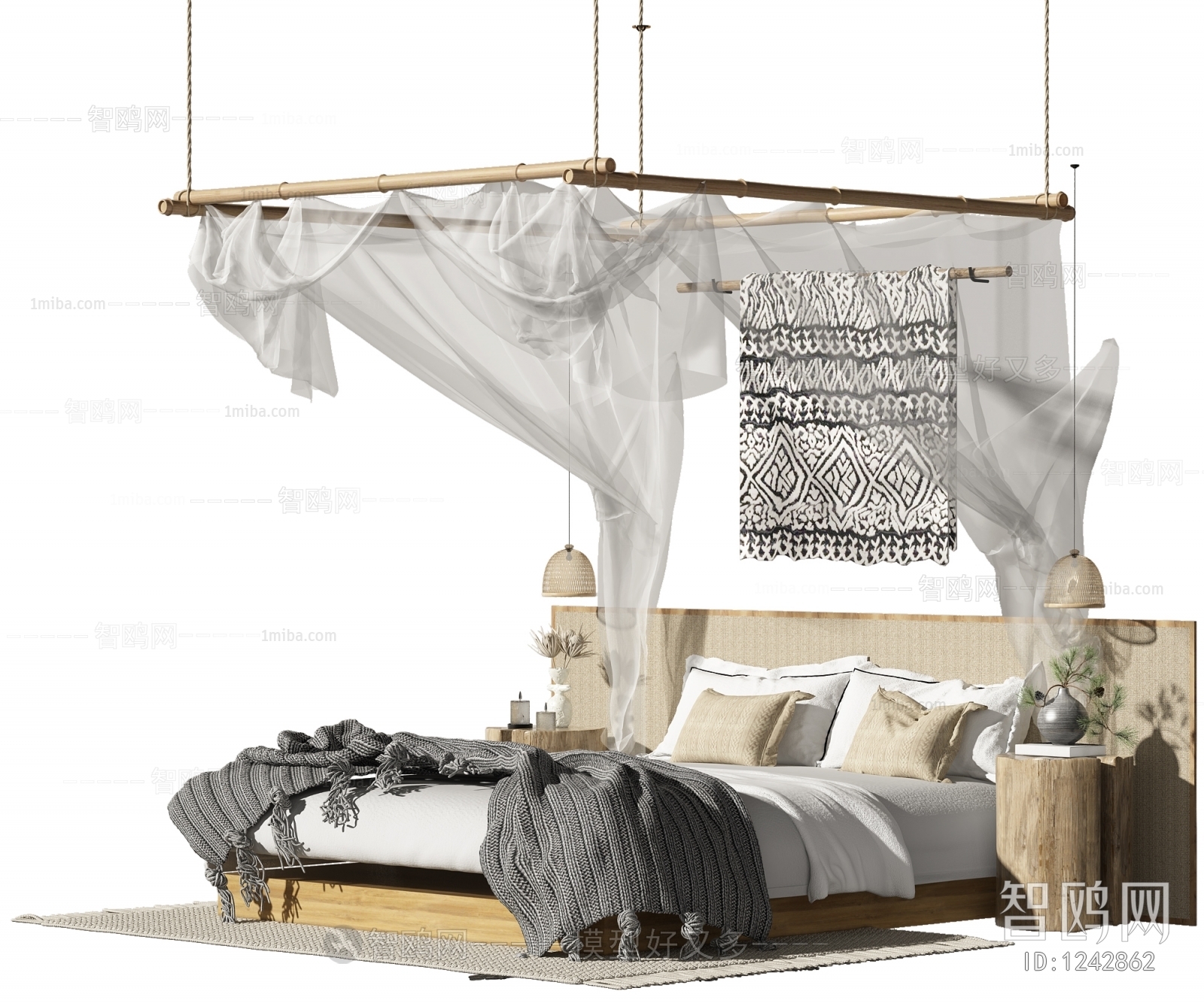 Wabi-sabi Style Double Bed