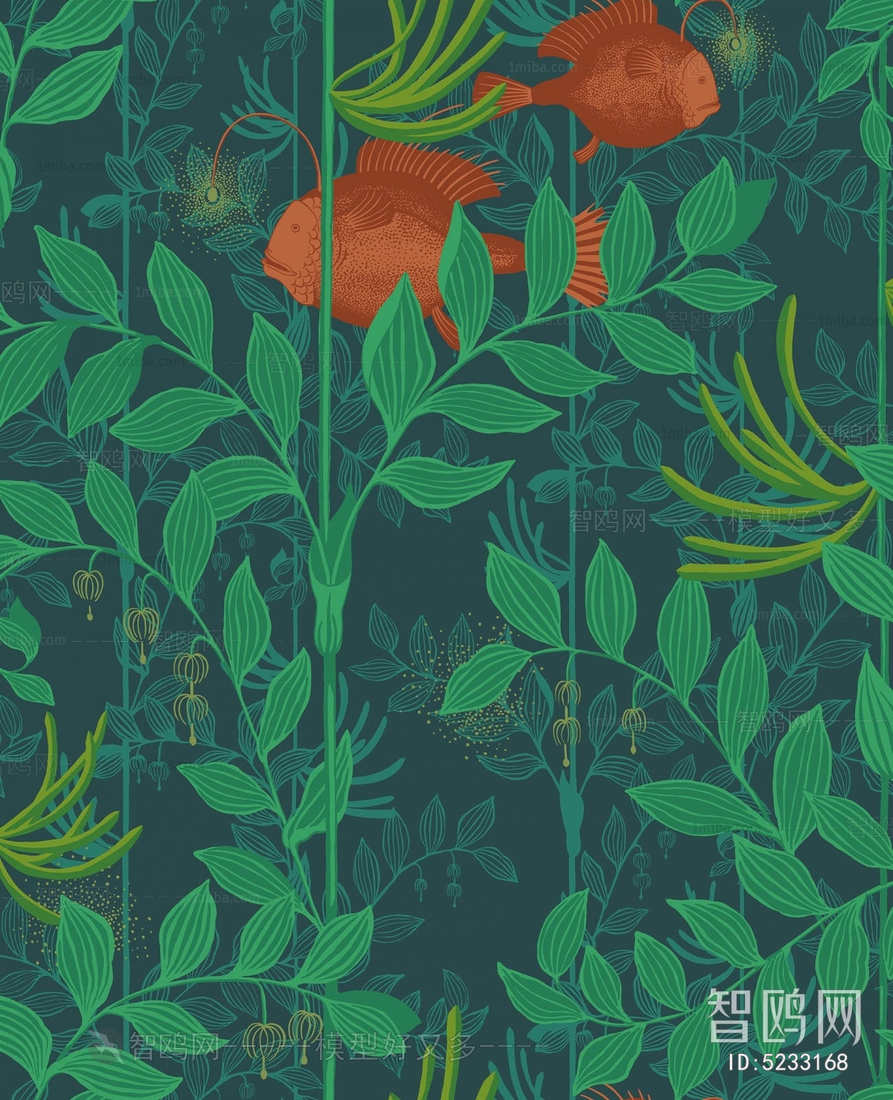 Animal And Plant Pattern Wallpaper