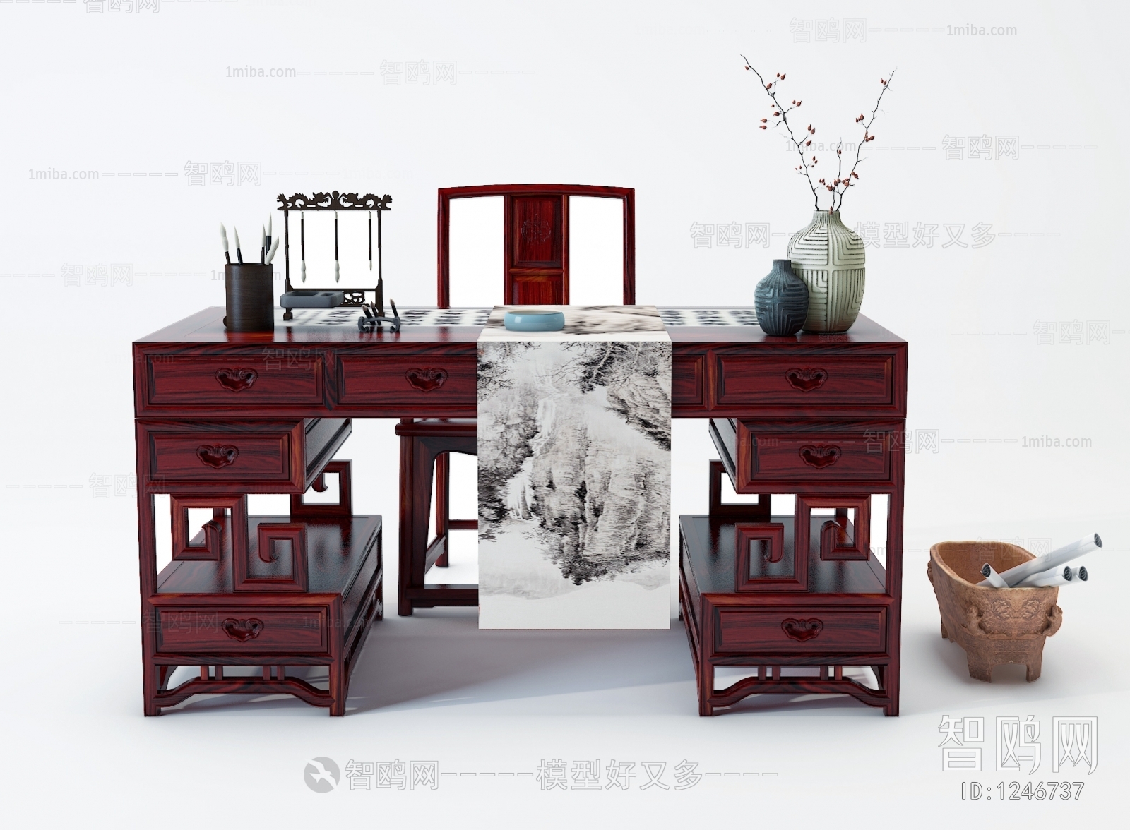 Chinese Style Computer Desk And Chair