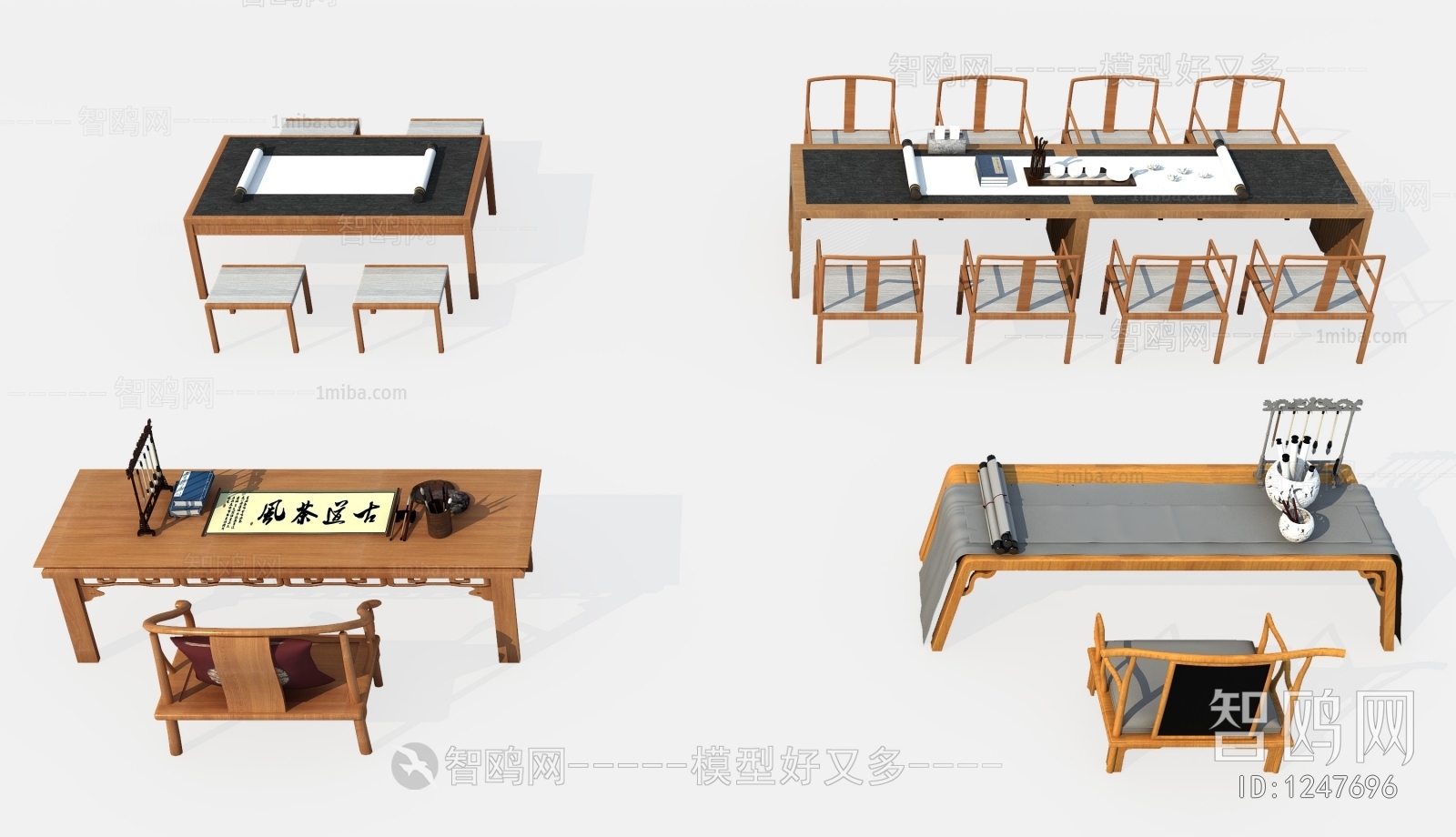 New Chinese Style Computer Desk And Chair