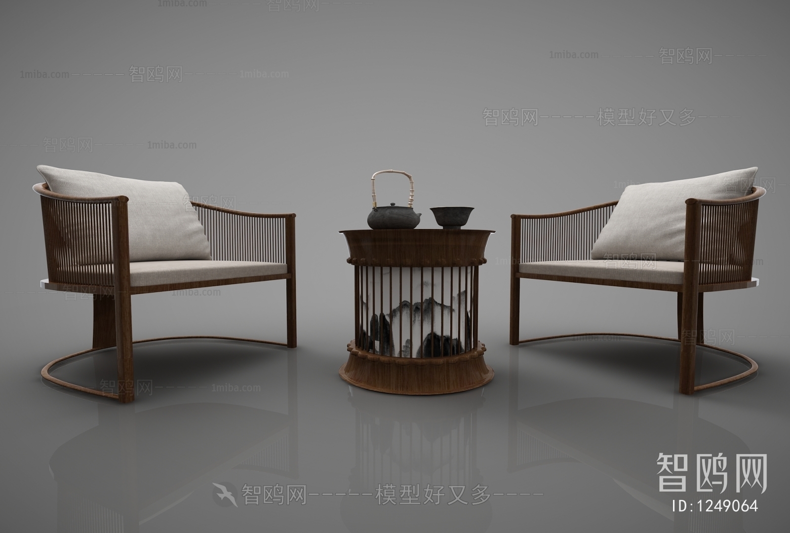 New Chinese Style Single Sofa