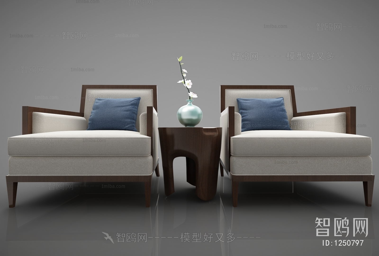 New Chinese Style Single Sofa