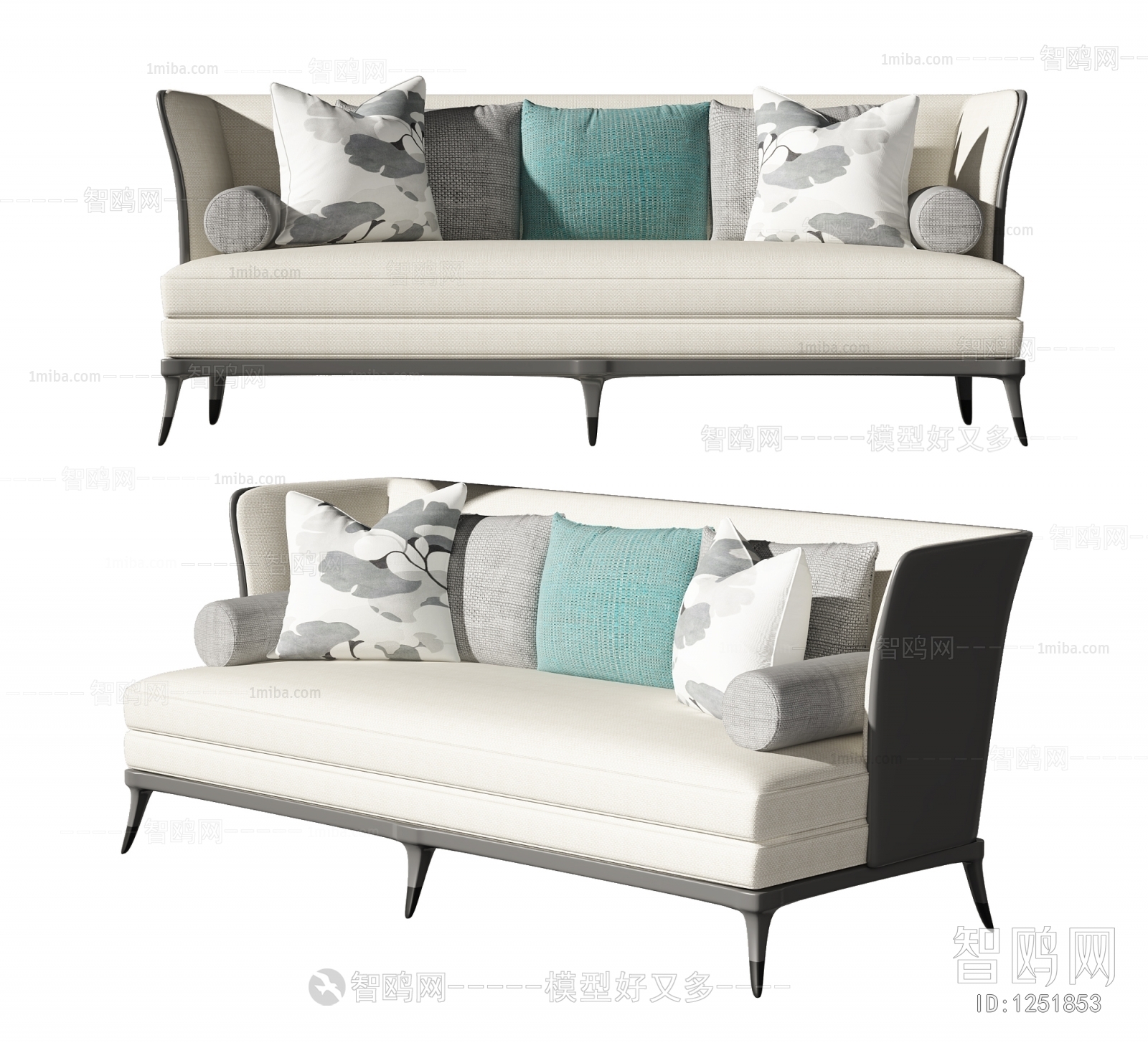 New Chinese Style Three-seat Sofa