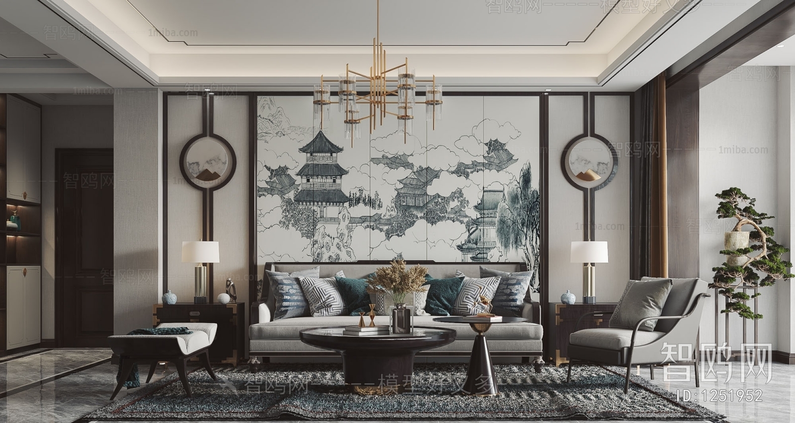 New Chinese Style A Living Room