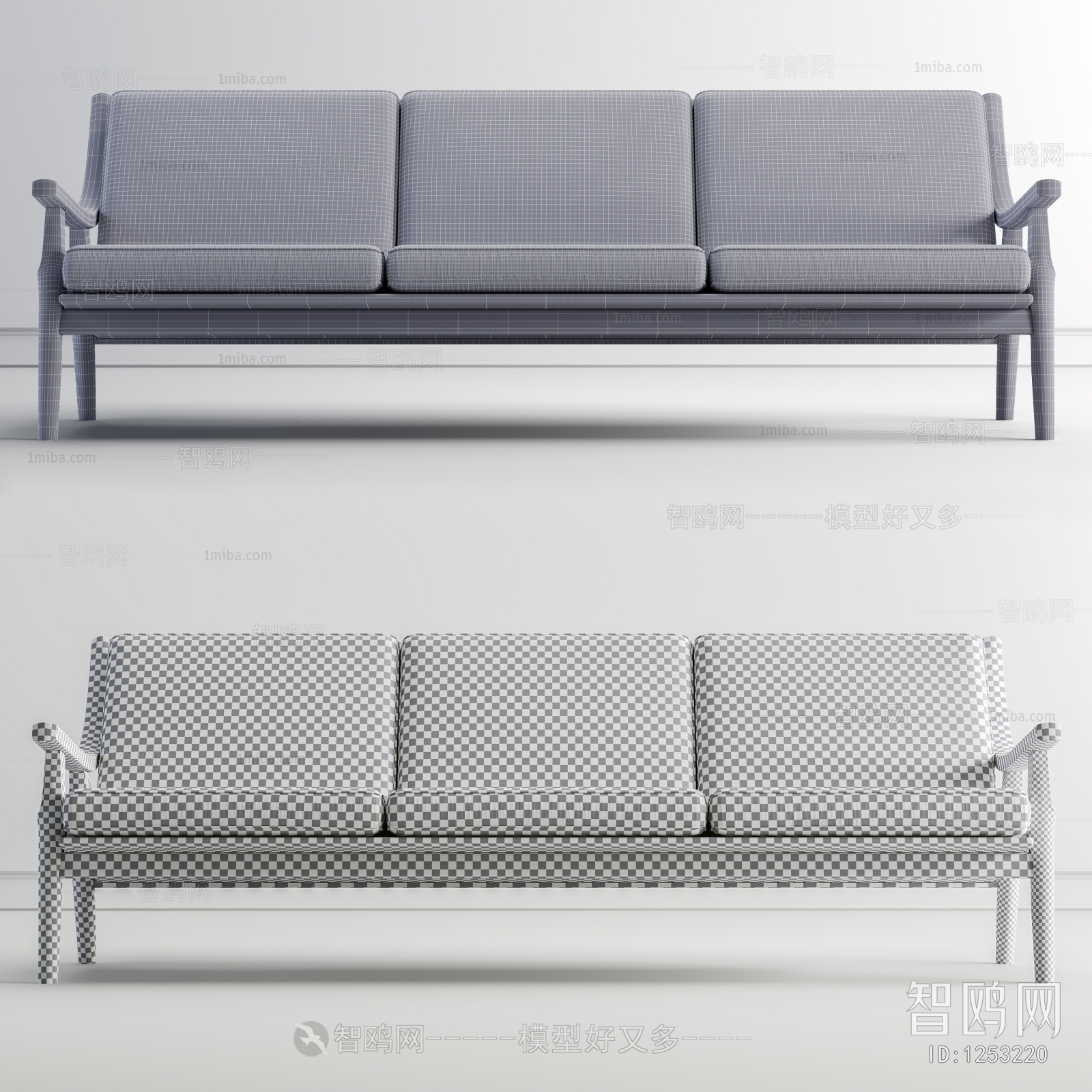 New Chinese Style Three-seat Sofa