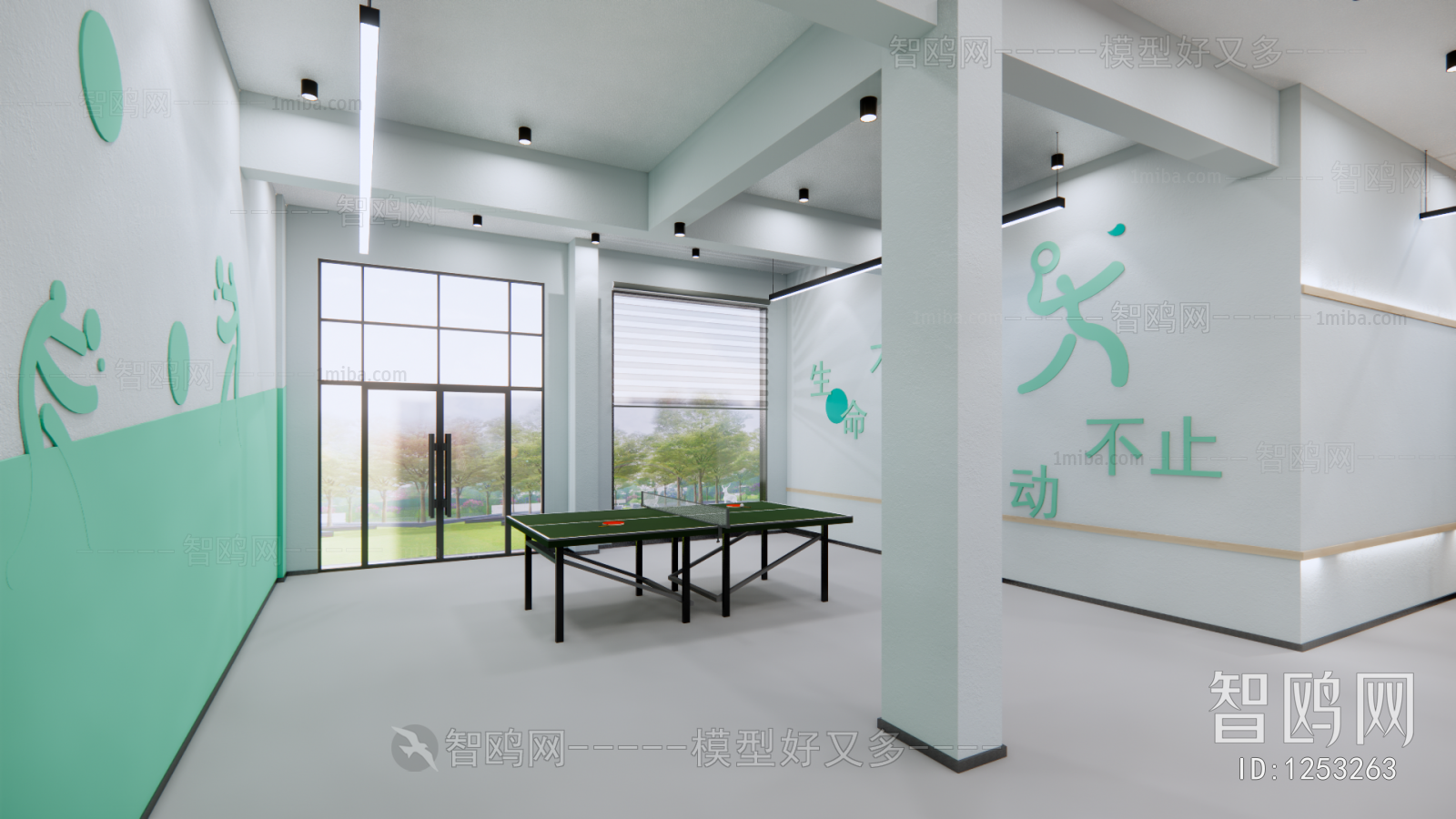 现代台球桌健身乒乓球活动室