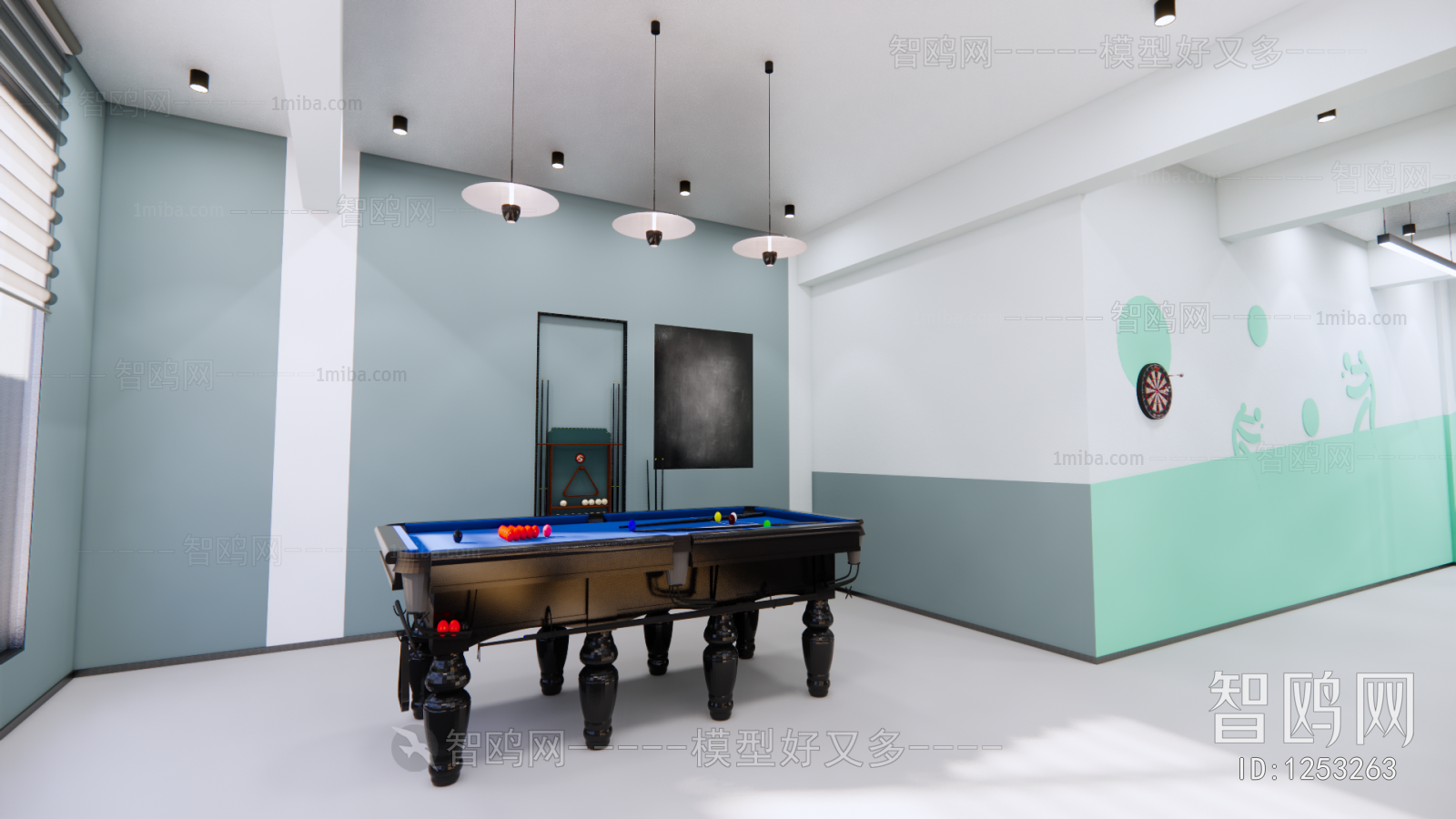 现代台球桌健身乒乓球活动室