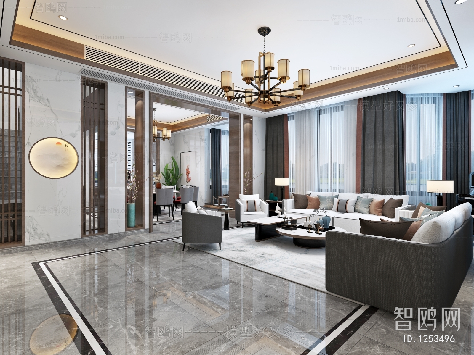 New Chinese Style A Living Room