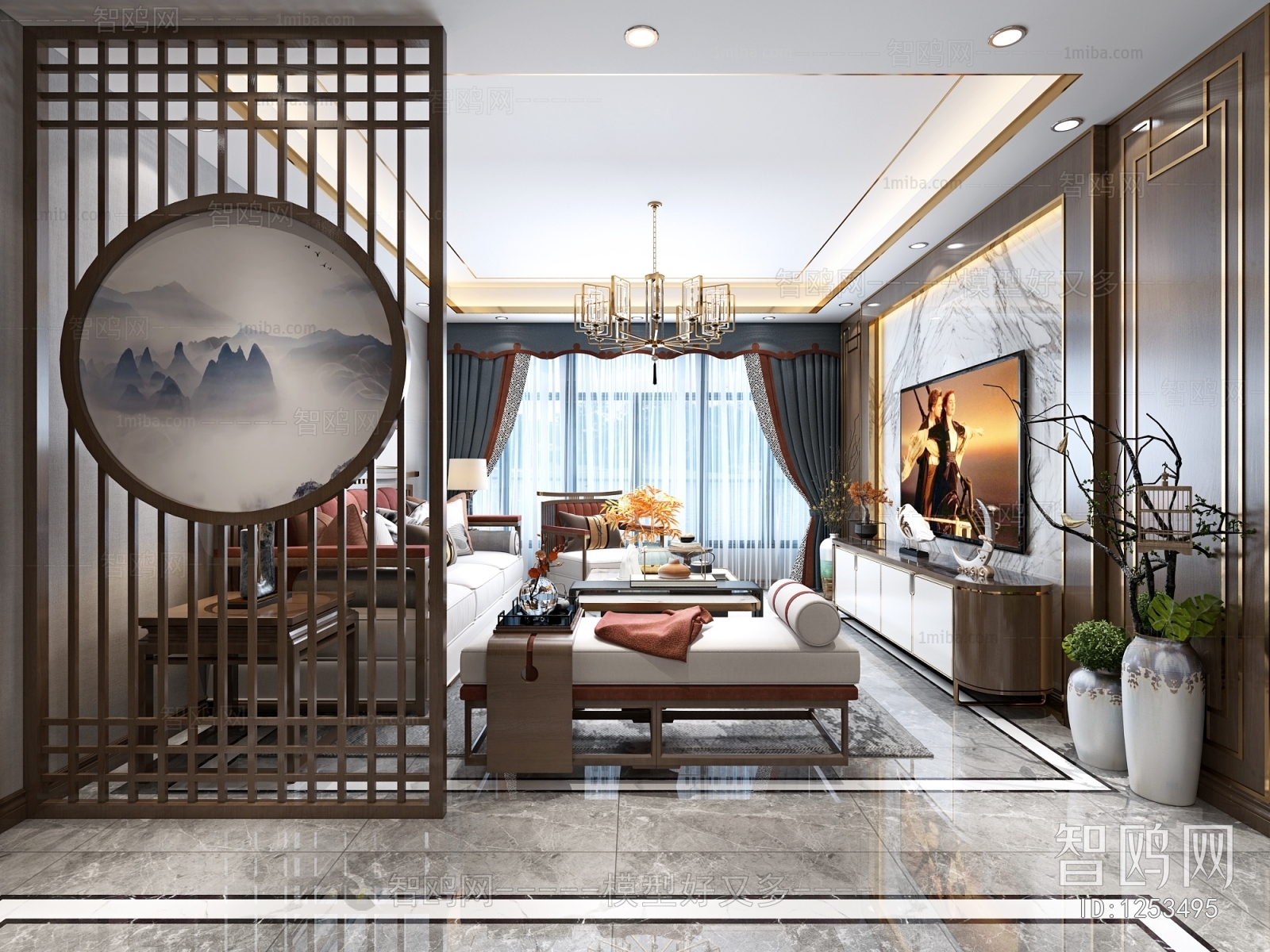 New Chinese Style A Living Room