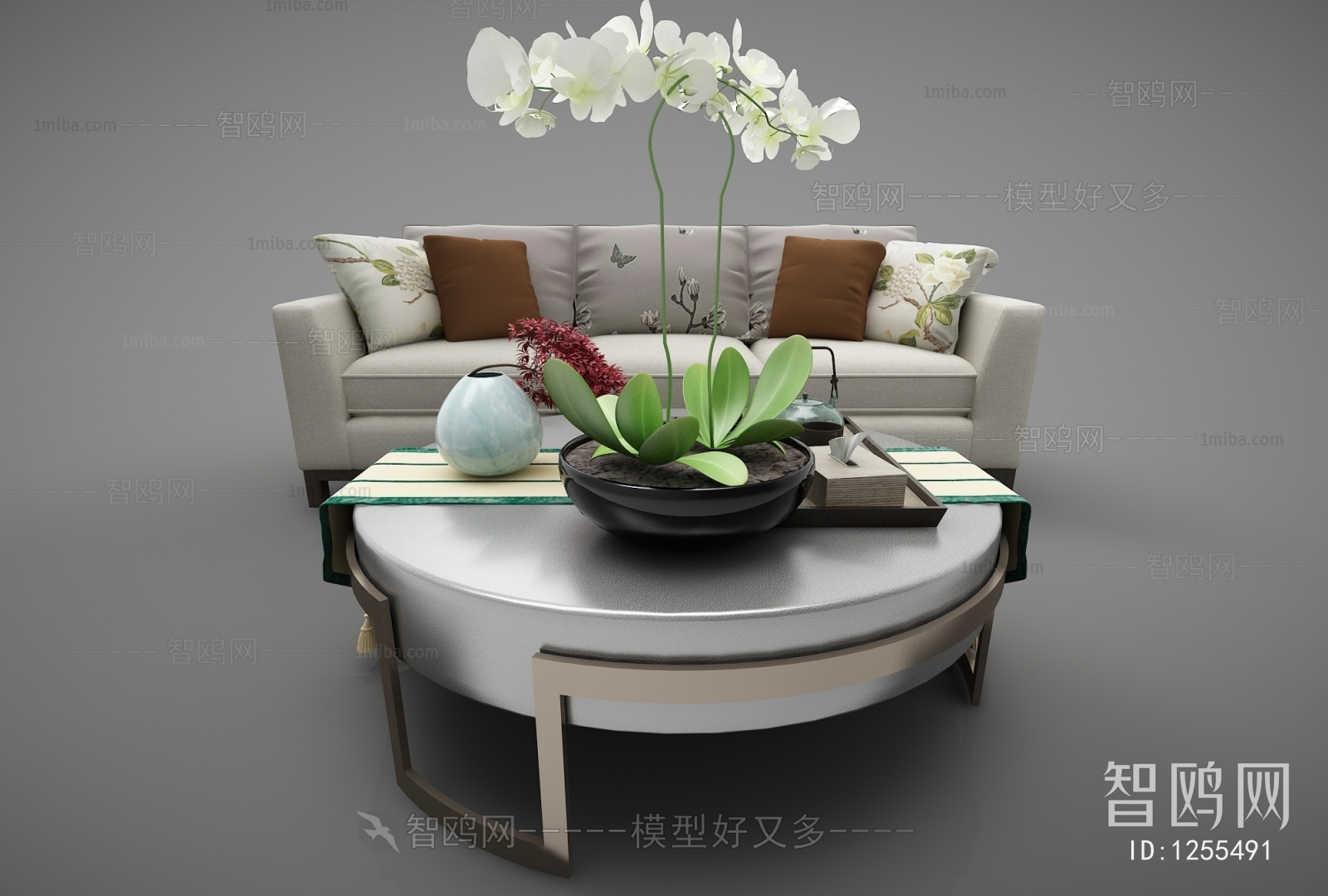 New Chinese Style Three-seat Sofa