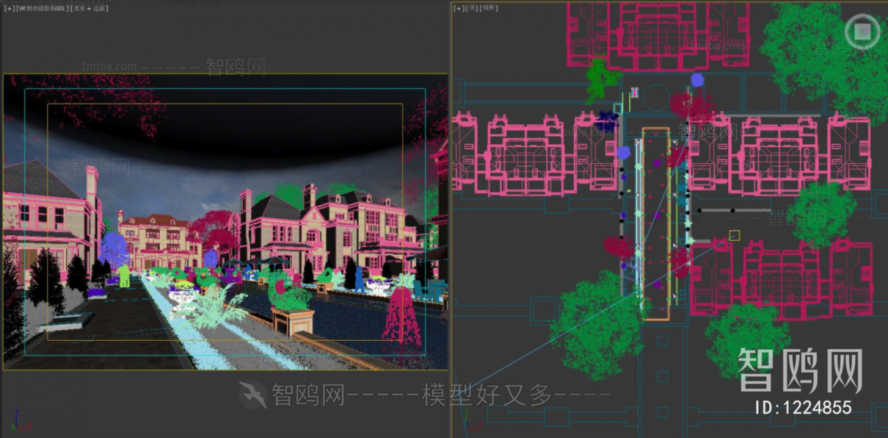 简欧别墅外观庭院/景观3D模型下载