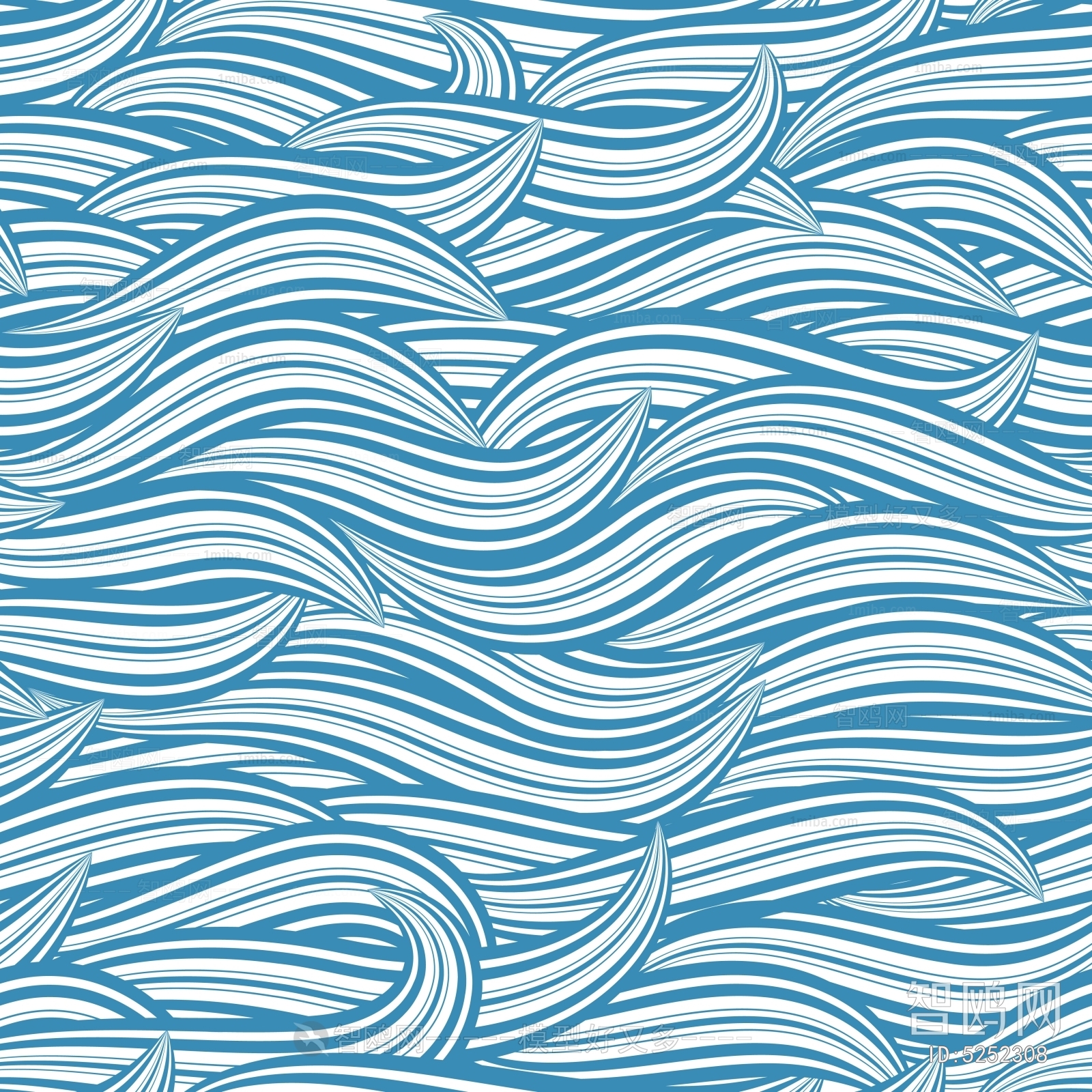 无缝日系日式和风海浪波浪填充图案
