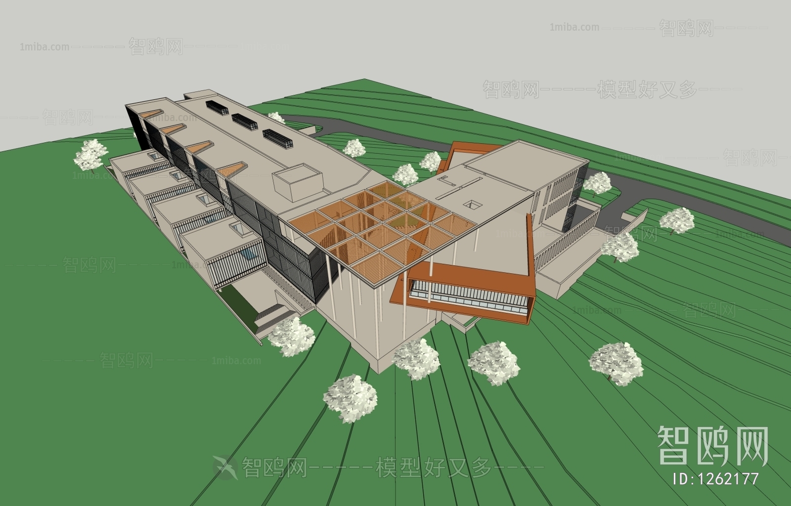 现代风格小型图书馆建筑外观