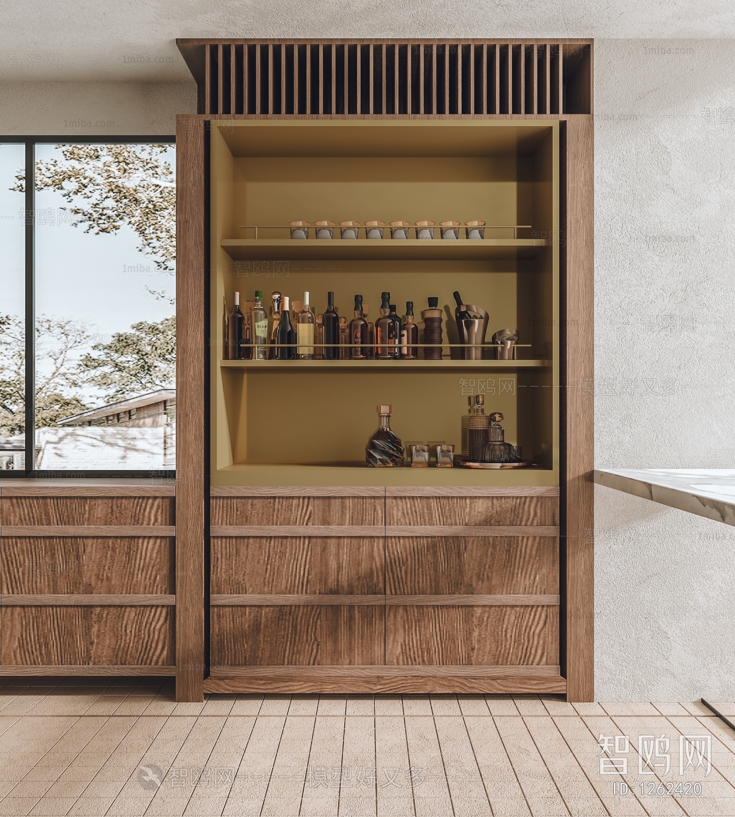 Wabi-sabi Style Wine Cabinet