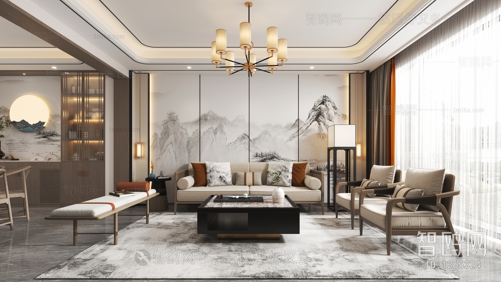 New Chinese Style A Living Room