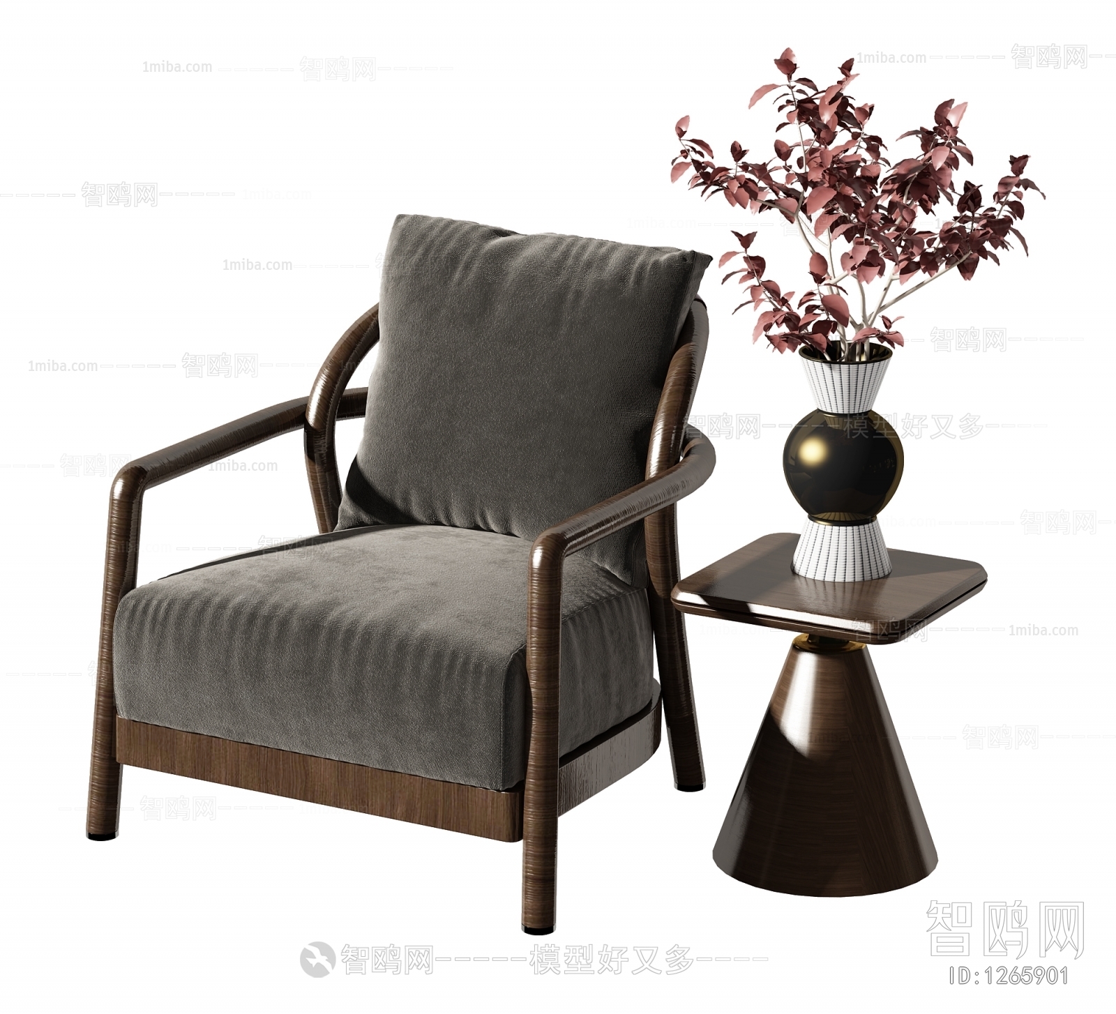 New Chinese Style Single Sofa