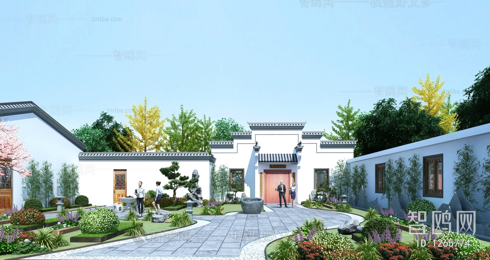 中式古建徽派建筑园林景观庭院3d模型下载